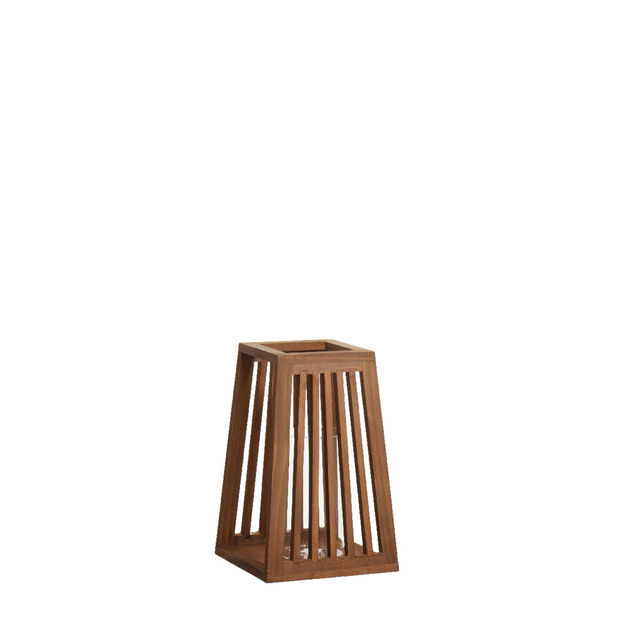 Farolillo trapecio de madera de abeto mate 25cm marrón