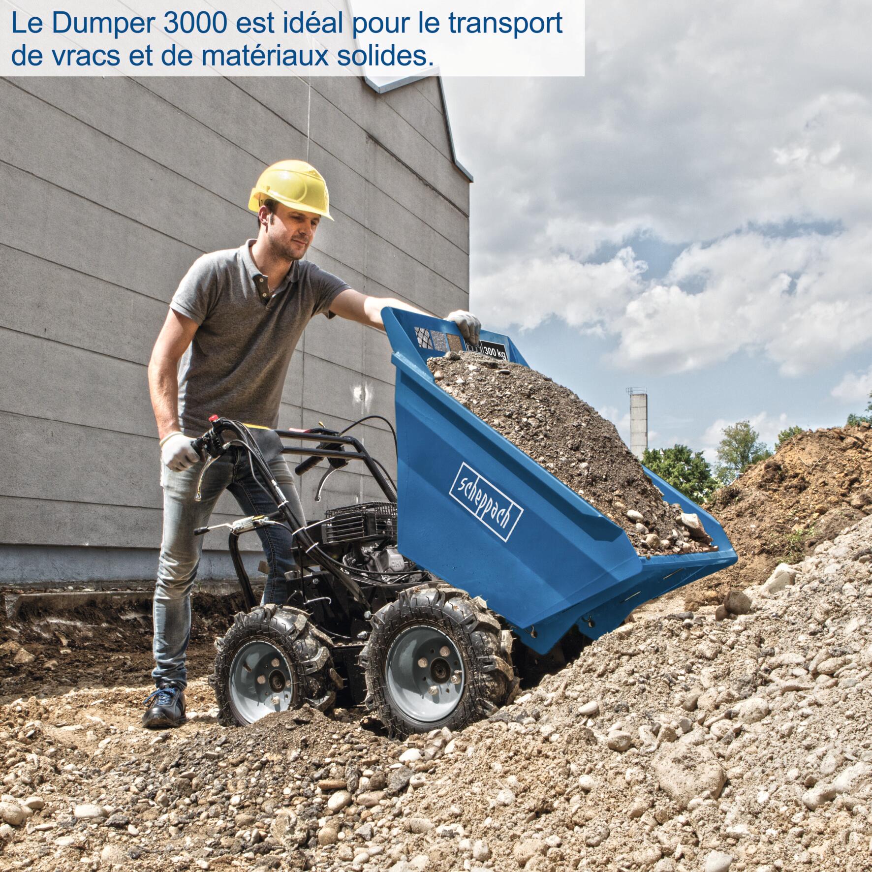 Dumper benne basculante motorisé SCHEPPACH, DP3000, 6.5CV 4 temps 196CC - 3