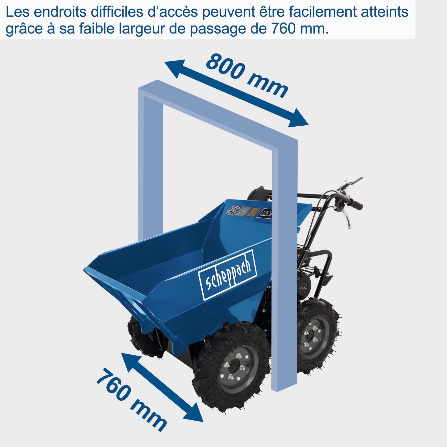 Dumper benne basculante motorisé SCHEPPACH, DP3000, 6.5CV 4 temps 196CC - 4