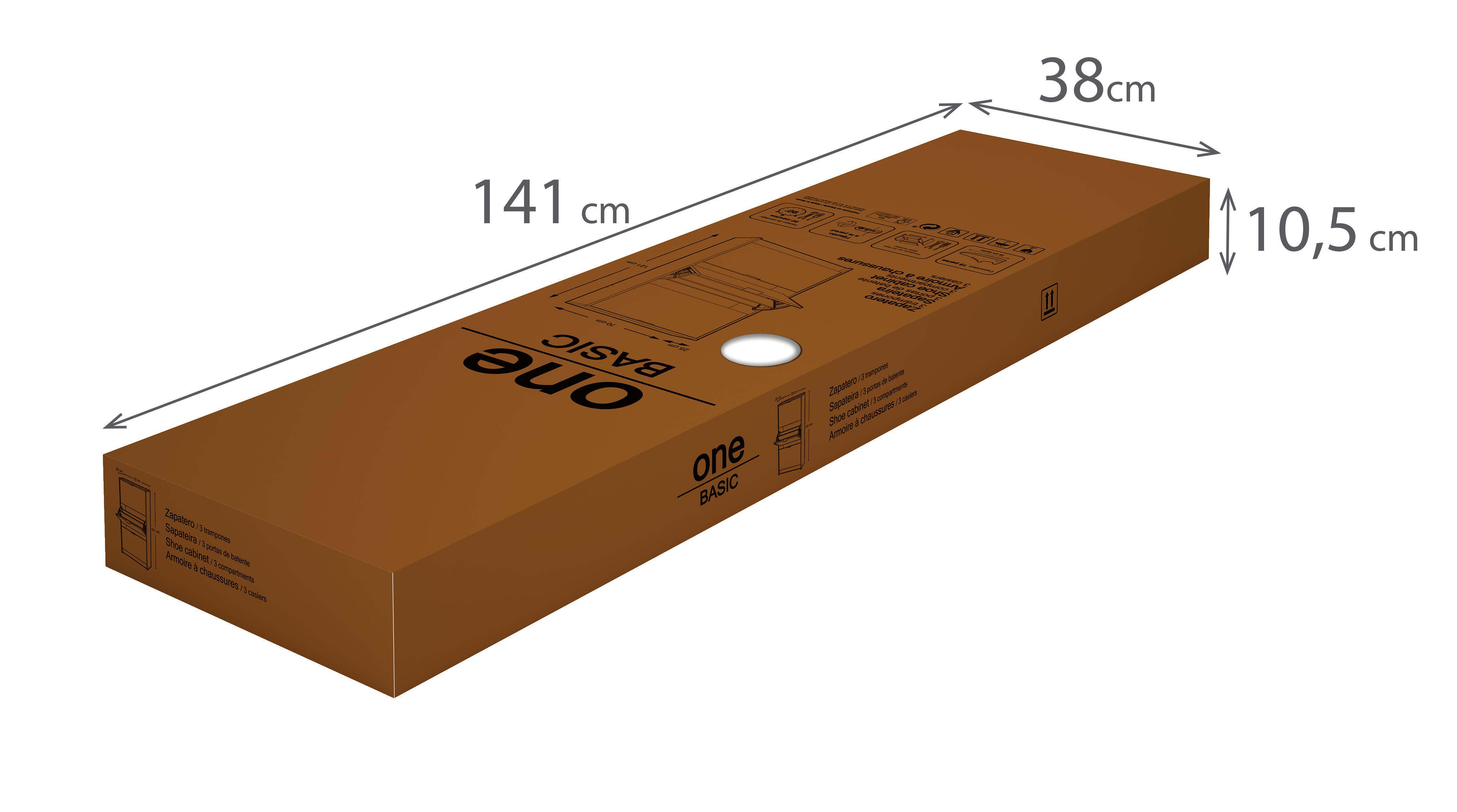 Zapatero One con 2 compartimentos para 18 pares en melamina color blanco 70x120x25 cm - 8
