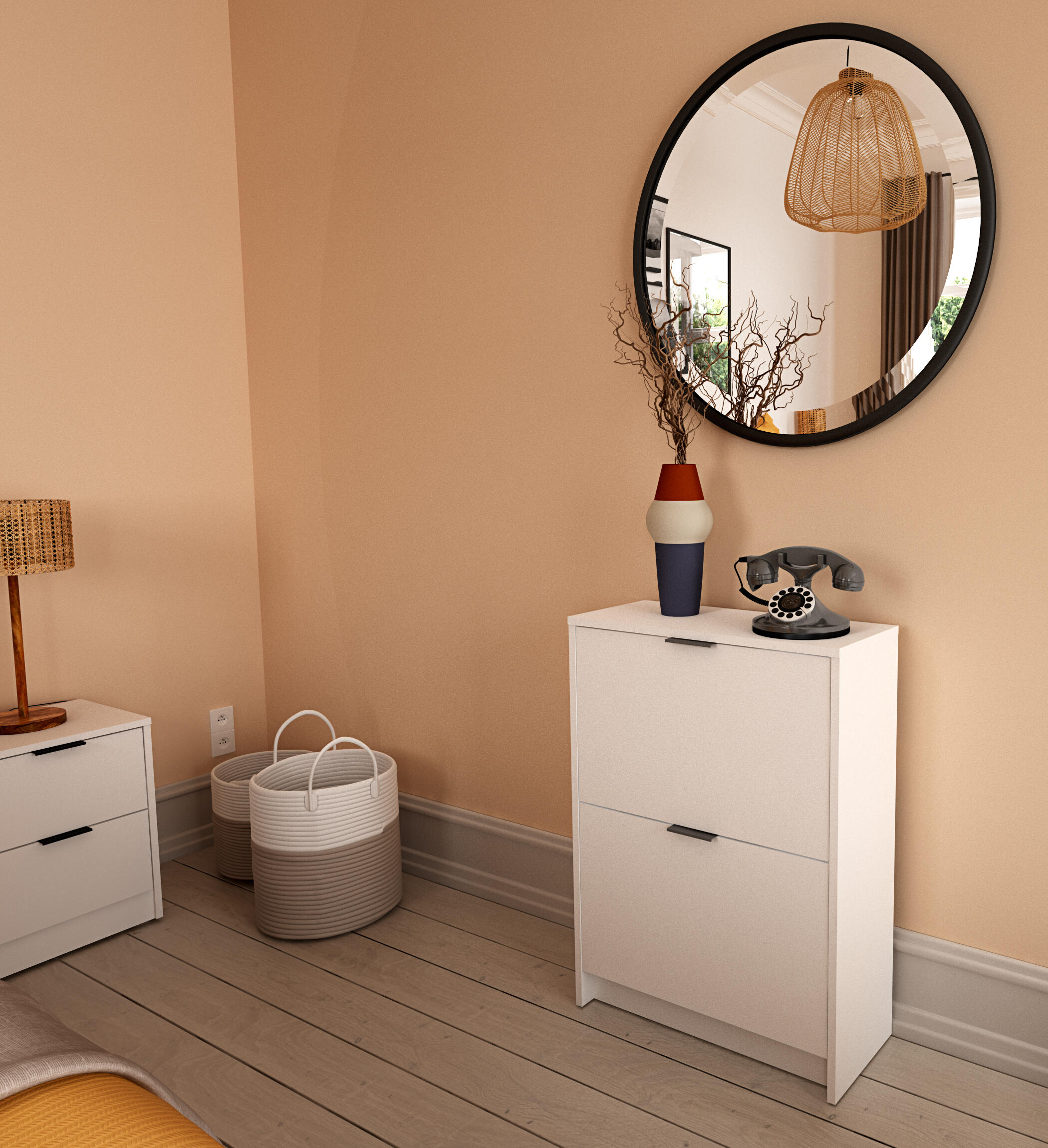 Zapatero One con 2 compartimentos para 10 pares en melamina color blanco 60.2x82x25 cm - 5