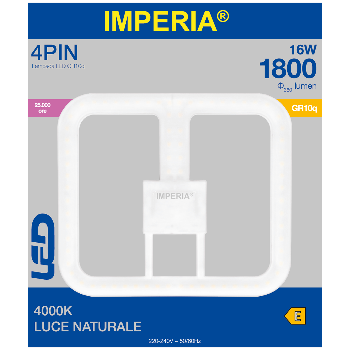 2D LED 4PIN, LED, quadrato, smerigliato, 16W= 270°, IMPERIA | Leroy Merlin