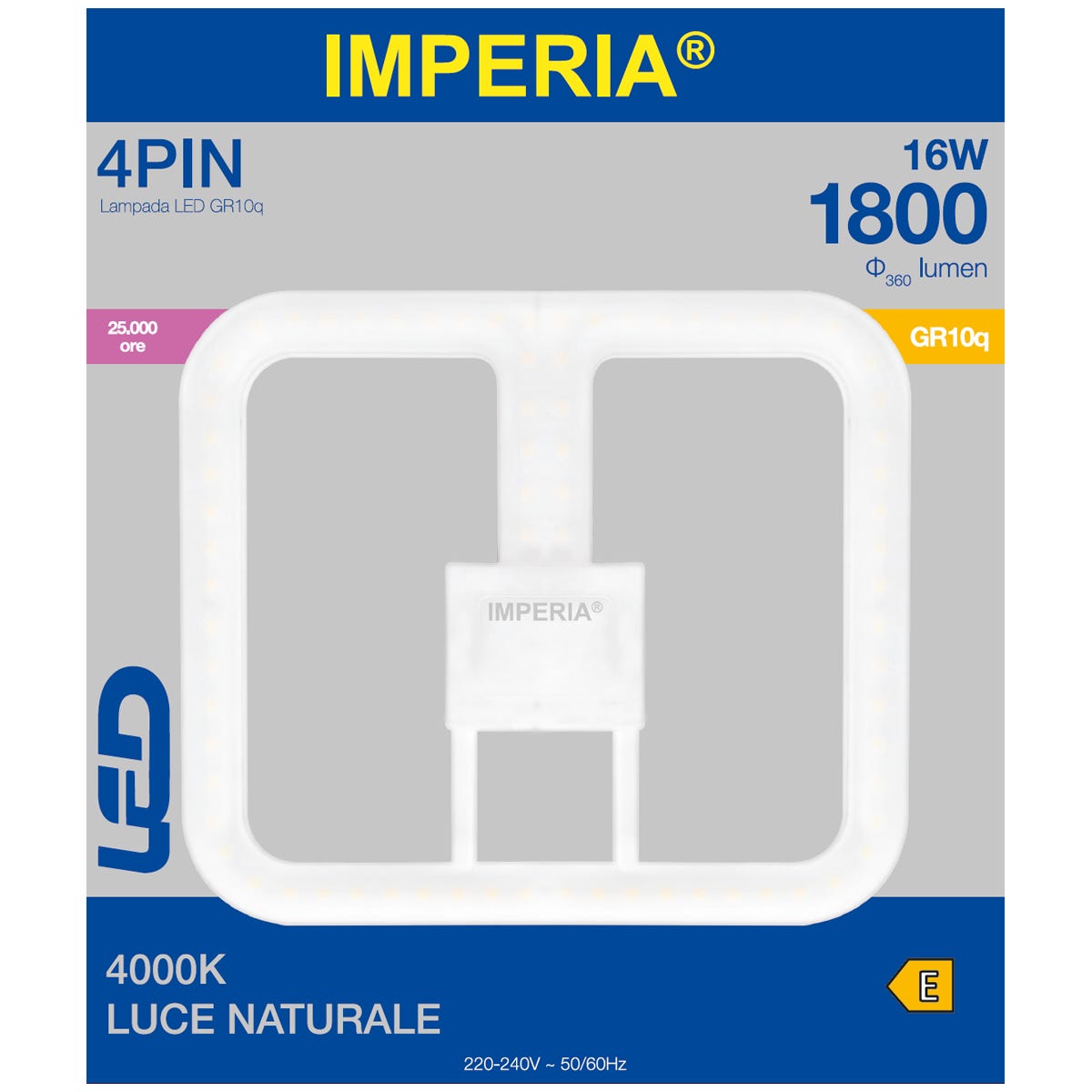 2D LED 4PIN, LED, quadrato, smerigliato, 16W= 270°, IMPERIA | Leroy Merlin