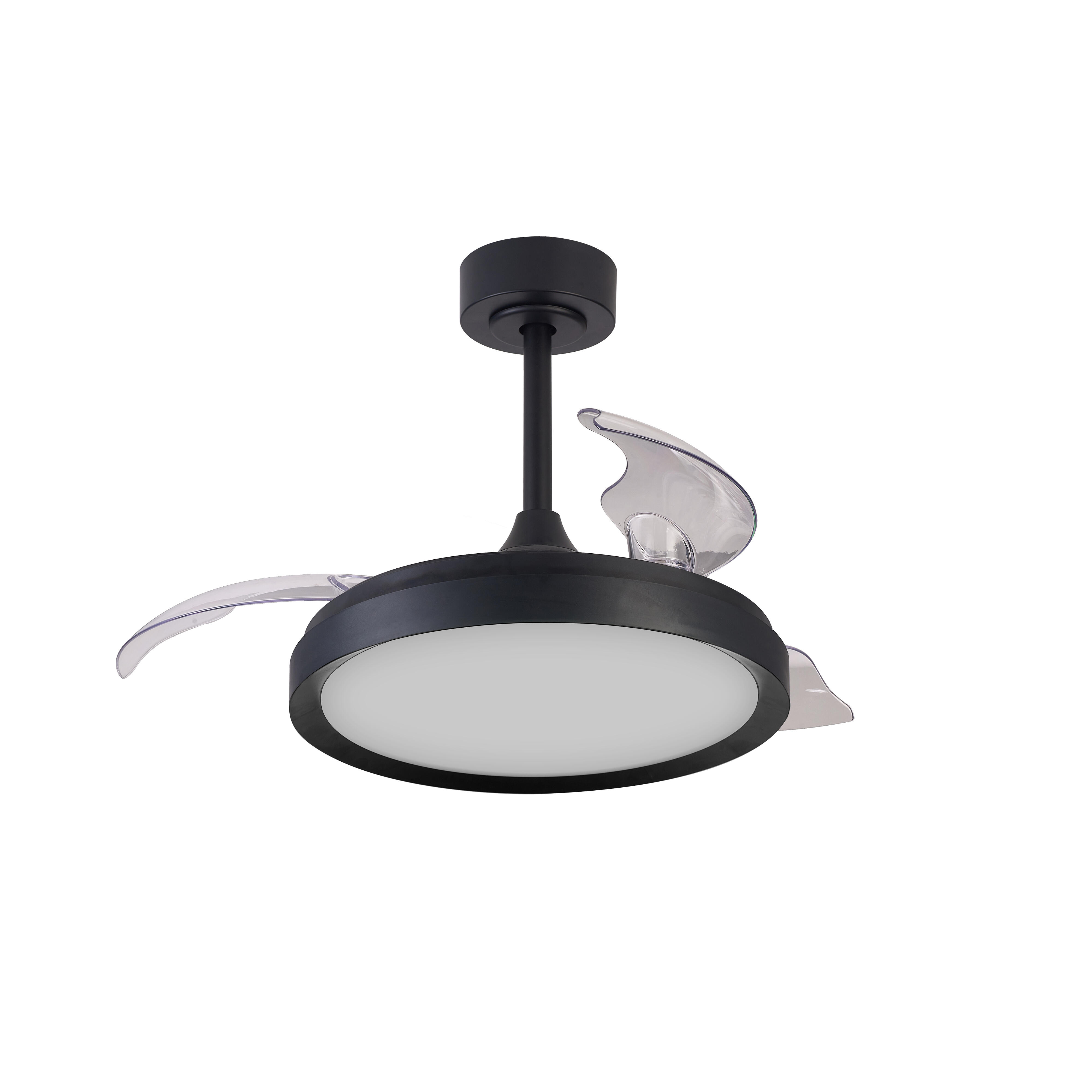 Ventilador de techo con luz silencioso DC 25W con mando ø91 cm Mistral Mini MANTRA negro luz CCT 3 aspas retráctiles tipo lámpara| 6 velocidades| modo verano/invierno| brisa| recomendado para <13m² - 2