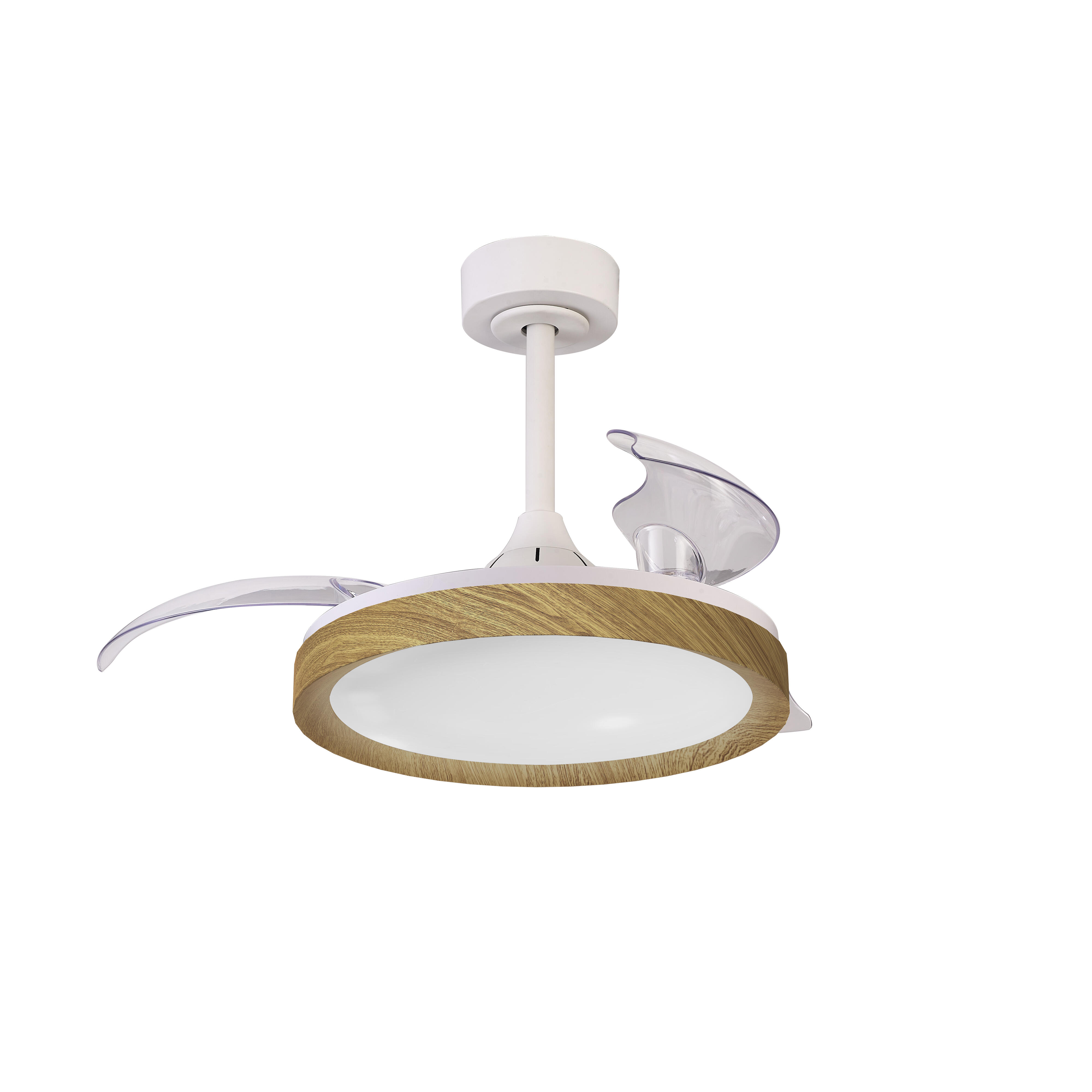 Ventilador de techo con luz silencioso DC 25W con mando ø91 cm Mistral Mini MANTRA marrón y blanco luz CCT 3 aspas retráctiles tipo lámpara| 6 velocidades| modo verano/invierno| brisa| recomendado para <13m² - 2