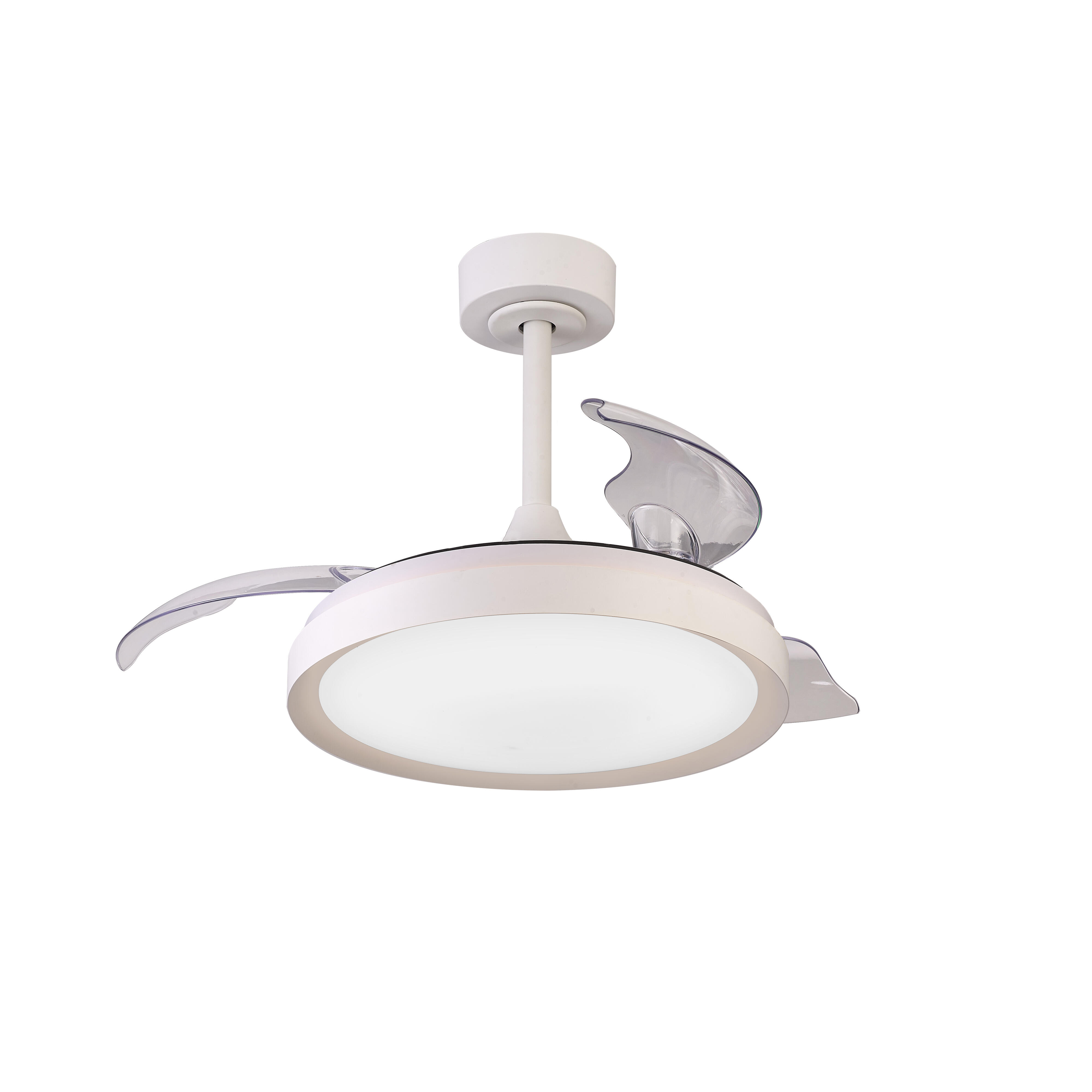 Ventilador de techo con luz silencioso DC 25W con mando ø91 cm Mistral Mini MANTRA blanco luz CCT 3 aspas retráctiles tipo lámpara| 6 velocidades| modo verano/invierno| brisa| recomendado para <13m² - 2