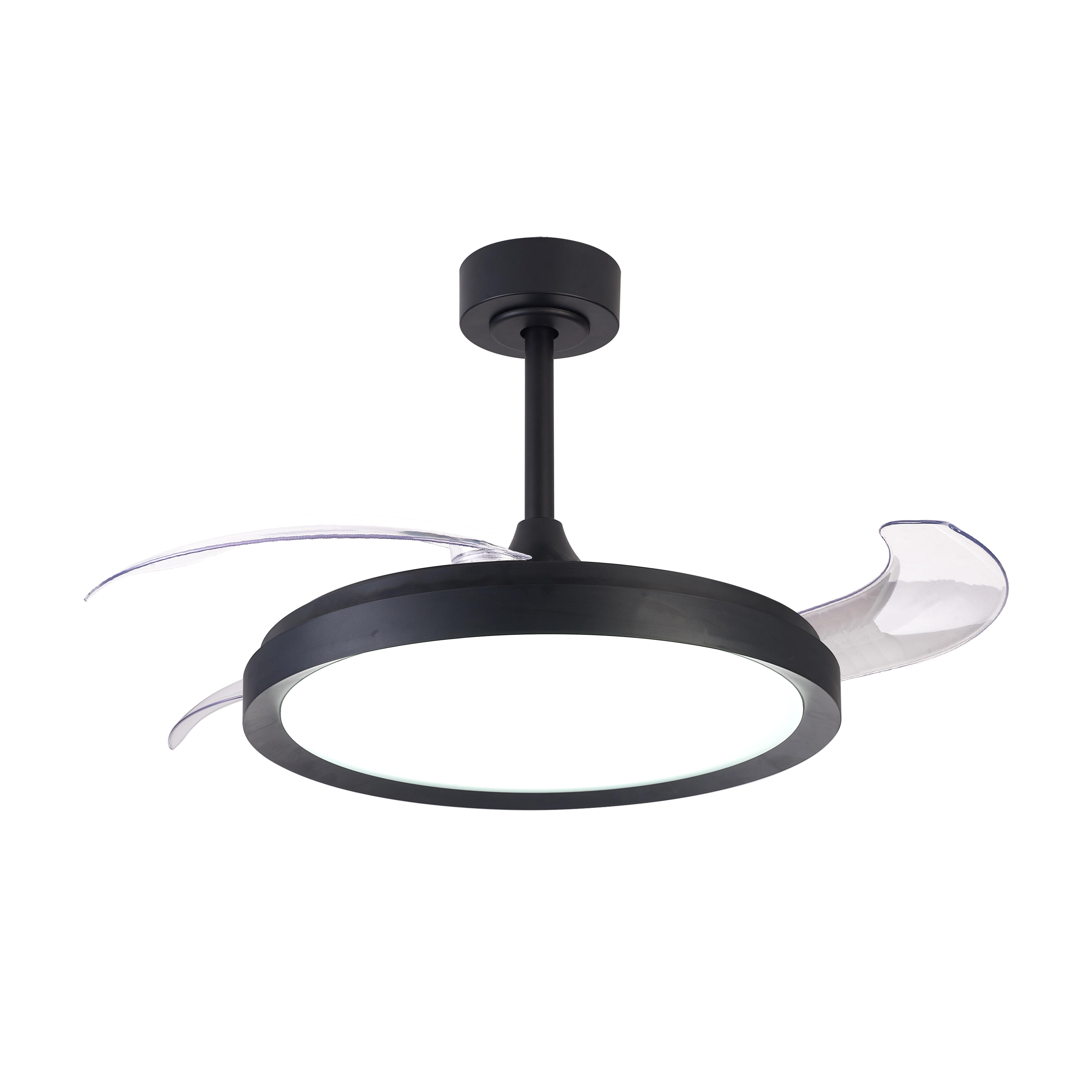 Ventilador De Techo Retráctil Con Luz LED - 107 Cm, Motor DC Silencioso, 3 Colores De Luz, Mando A Distancia - Perfecto Para Salón Y Dormitorio