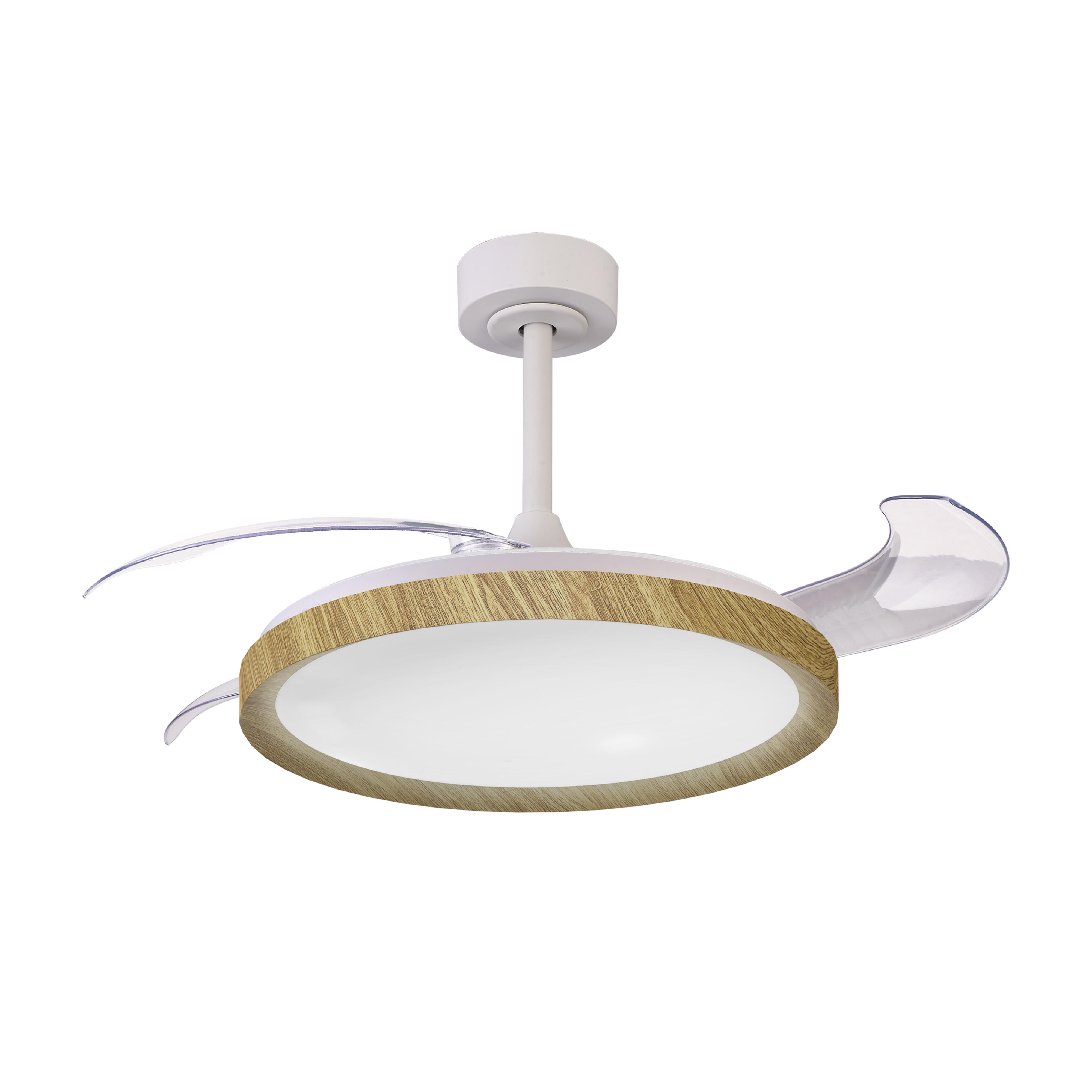 Ventilador de techo con luz silencioso DC 28W con mando ø106 cm Mistral MANTRA marrón y blanco luz CCT 3 aspas retráctiles tipo lámpara| 6 velocidades| modo verano/invierno| brisa| recomendado de 13 a 20m² - 2