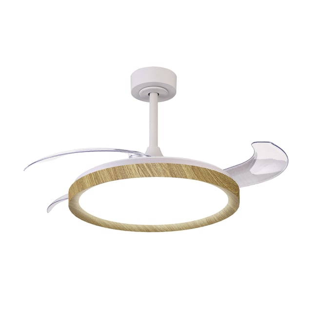 Ventilador de techo con luz retráctil silencioso DC Mantra Mistral blanco/marrón 51.5 cm