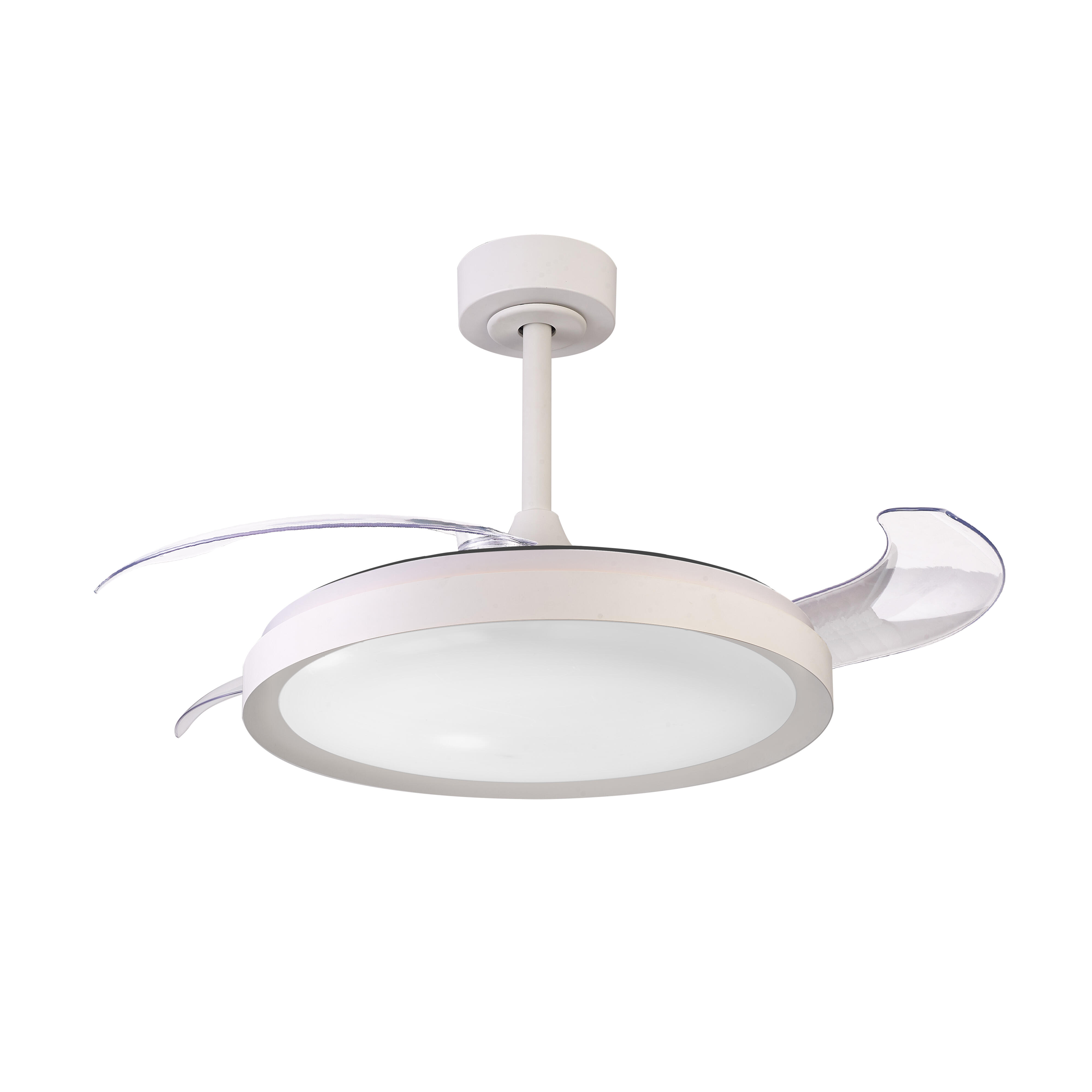 Ventilador de techo con luz silencioso DC 28W con mando ø106 cm Mistral MANTRA blanco luz CCT 3 aspas retráctiles tipo lámpara| 6 velocidades| modo verano/invierno| brisa| recomendado de 13 a 20m² - 2