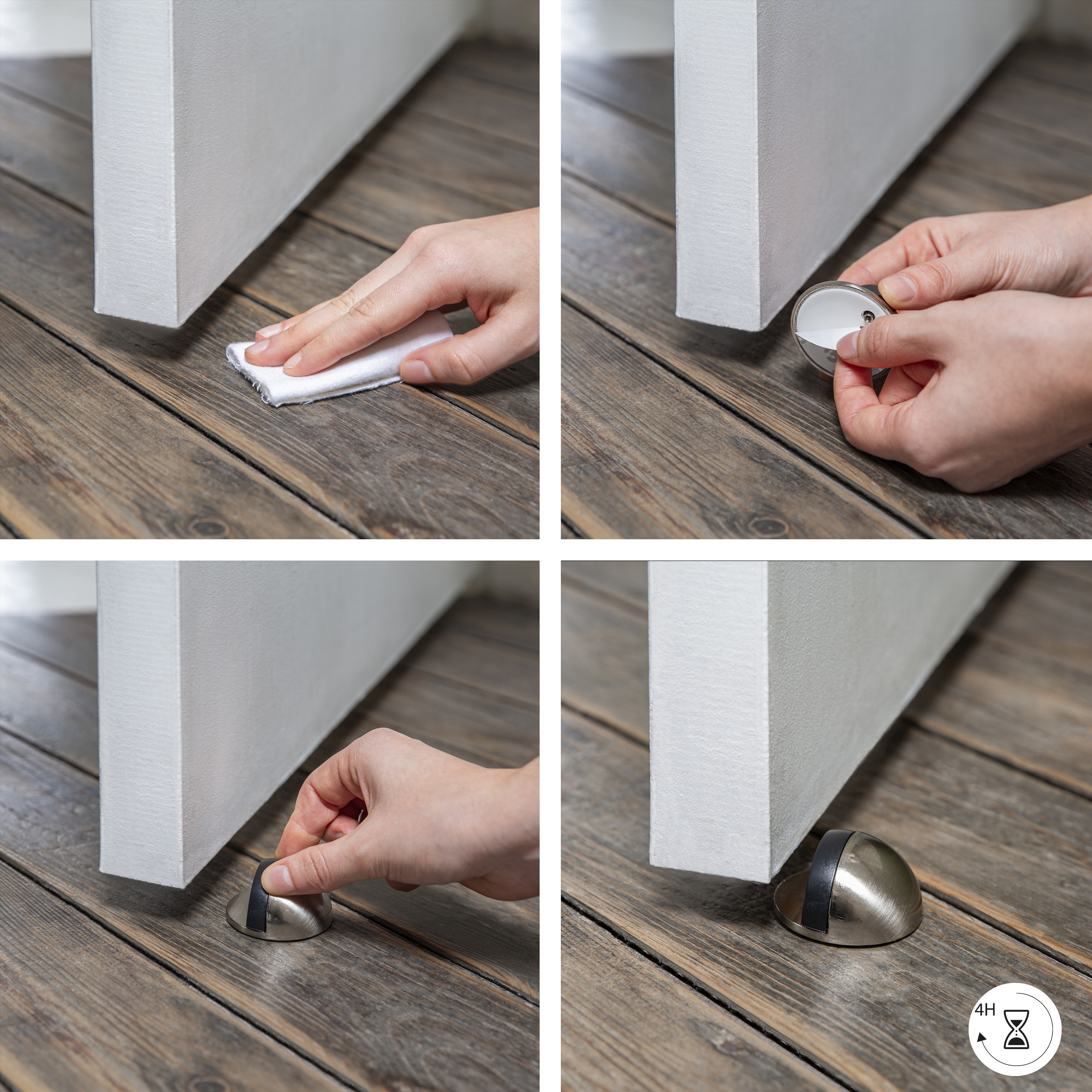 Lot de 2 butées de porte fixation hybride INSPIRE effet bois, ⌀4.7 x H.2.5 cm - 3