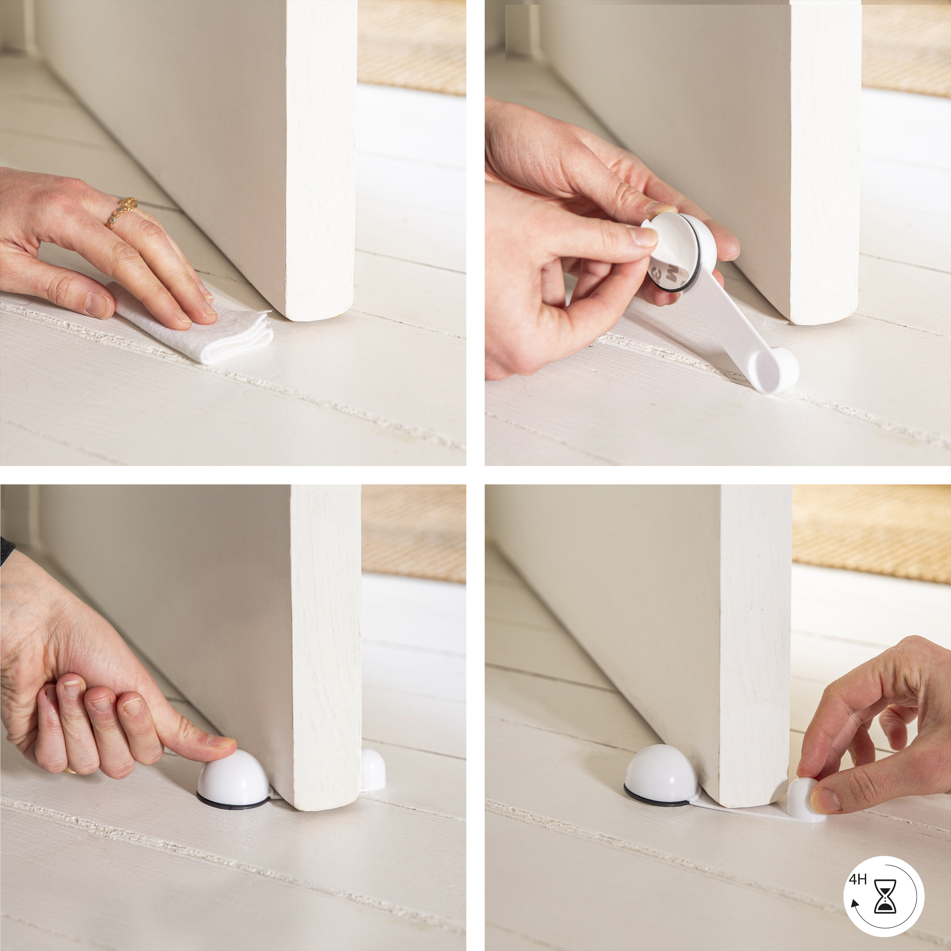 Batente adesivo para porta giratória branco 10.8x4cm 2 peças - 3