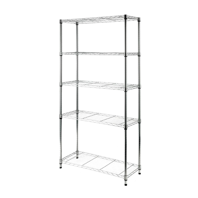 Scaffale in kit SPACEO Chrome Style+ 5 ripiani L 90 x P 35 x H 178 cm in acciaio cromo, portata per ripiano 50 kg