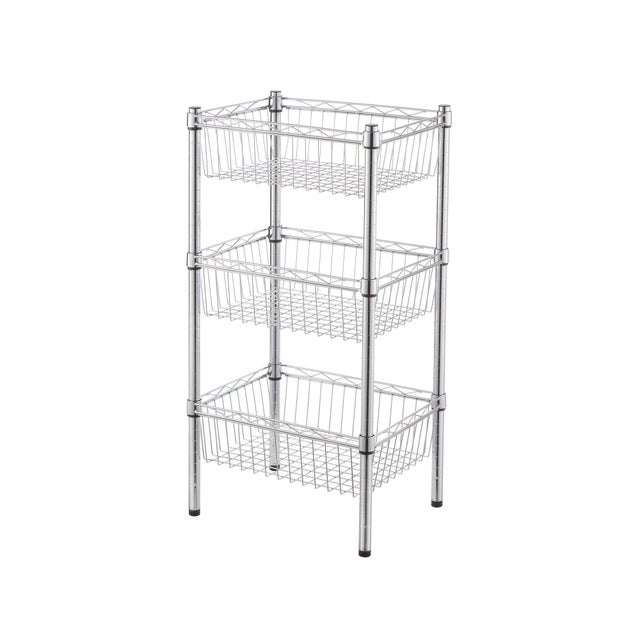 Scaffale in kit SPACEO Alexis 3 ripiani L 45 x P 35 x H 90 cm in acciaio cromato, portata per ripiano 50 kg