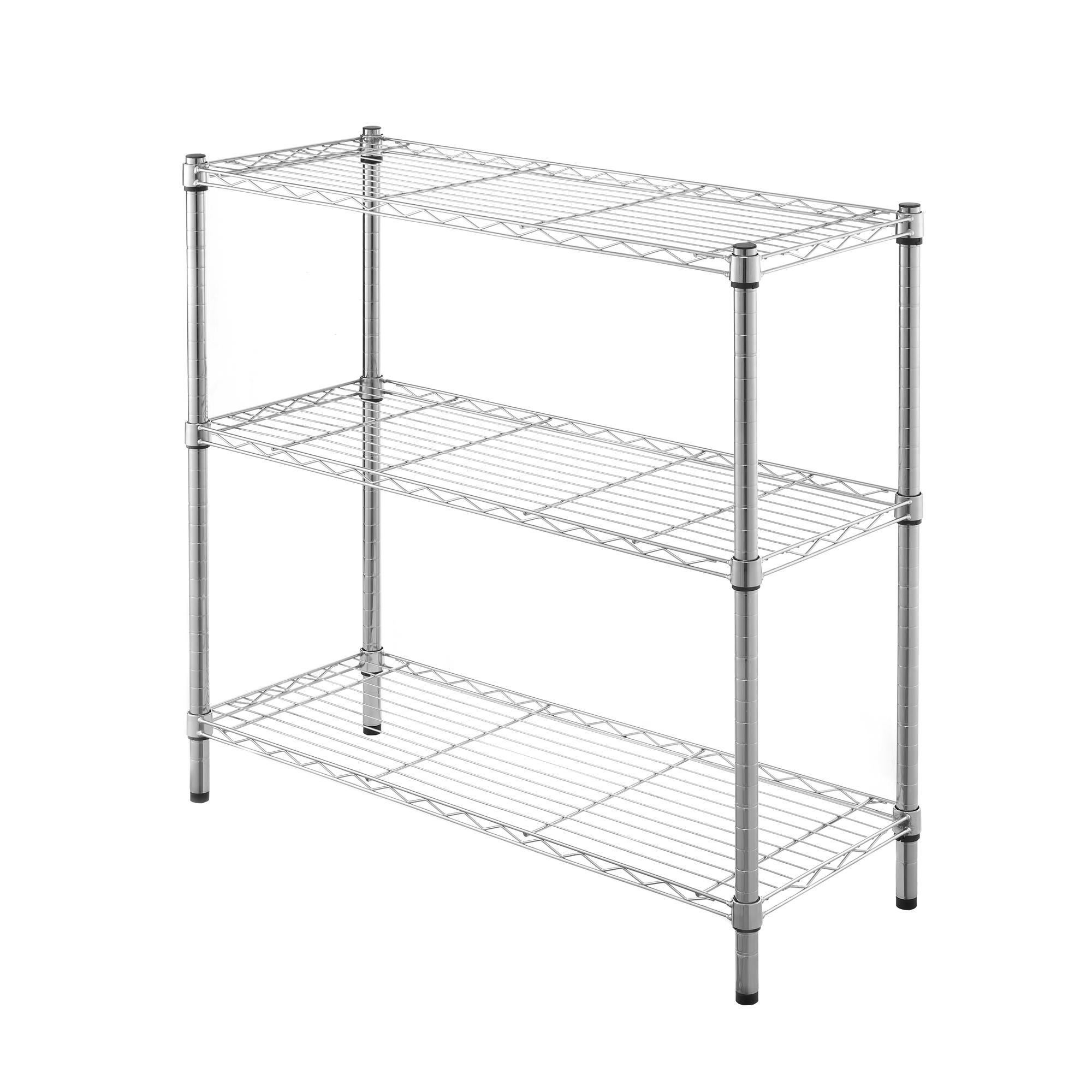 Estante cromada com 3 prateleiras 90x35x90 cm Spaceo - 2