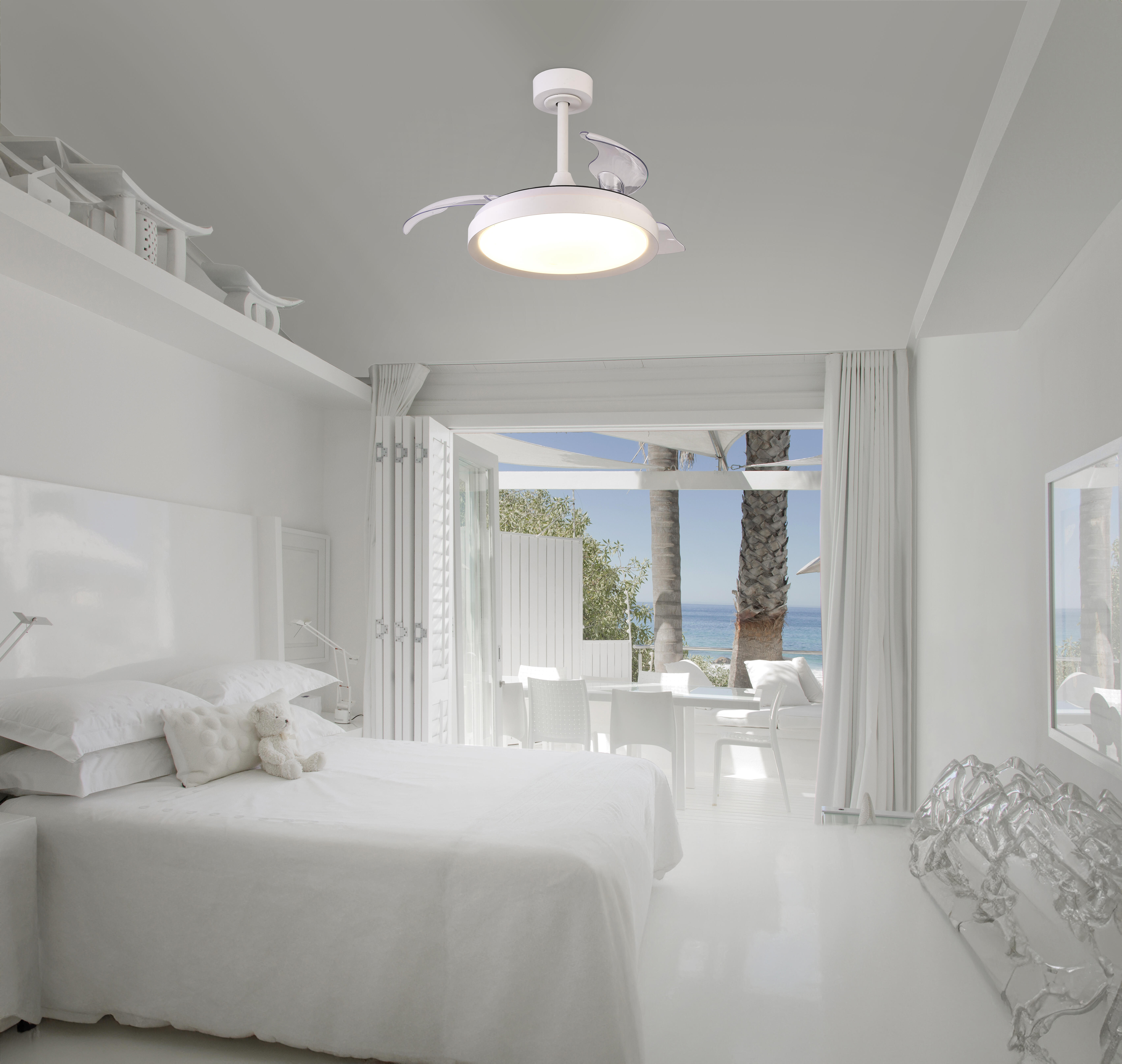 Ventilador de techo con luz silencioso DC 25W con mando ø91 cm Mistral Mini MANTRA blanco luz CCT 3 aspas retráctiles tipo lámpara| 6 velocidades| modo verano/invierno| brisa| recomendado para <13m² - 4