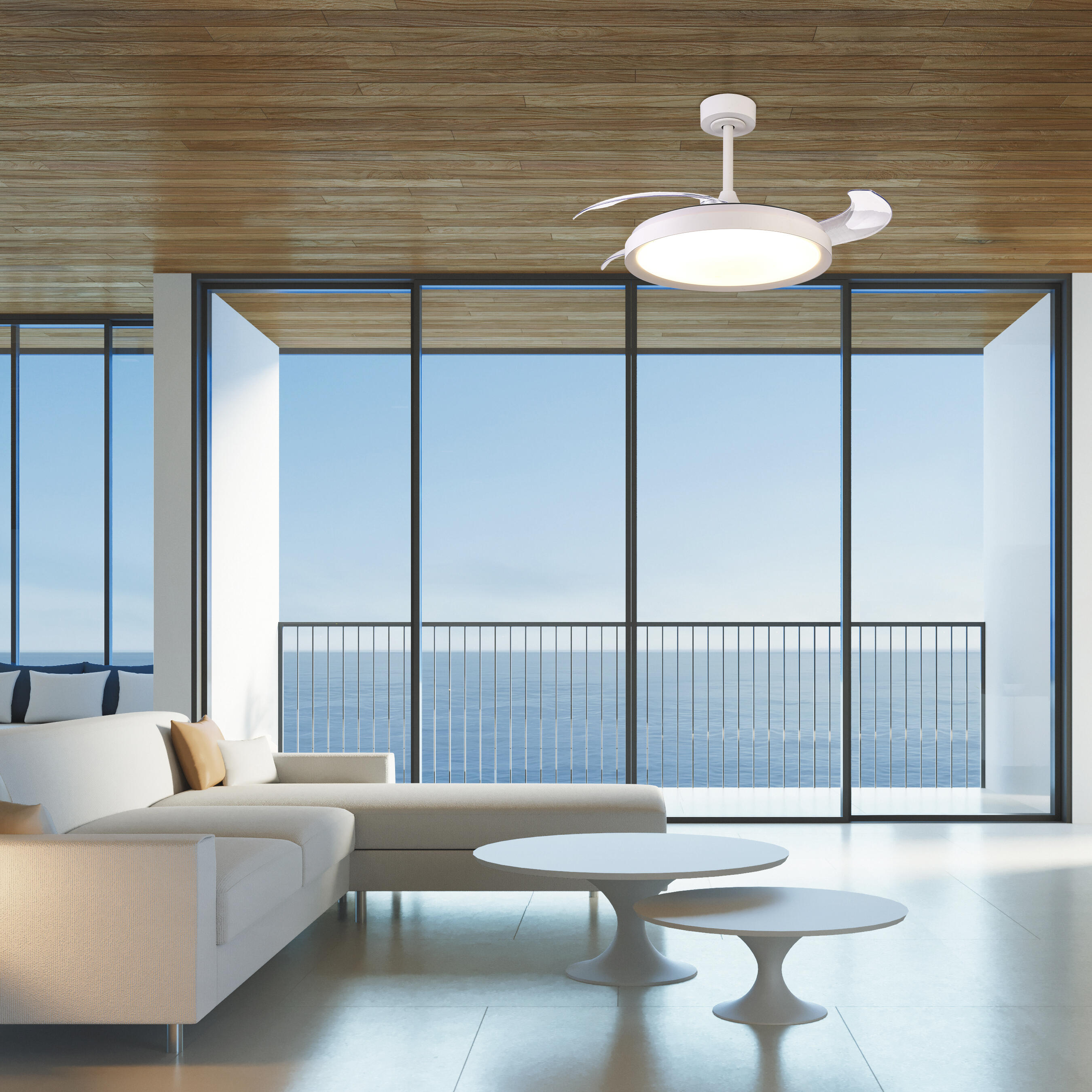Ventilador de techo con luz silencioso DC 28W con mando ø106 cm Mistral MANTRA blanco luz CCT 3 aspas retráctiles tipo lámpara| 6 velocidades| modo verano/invierno| brisa| recomendado de 13 a 20m² - 4