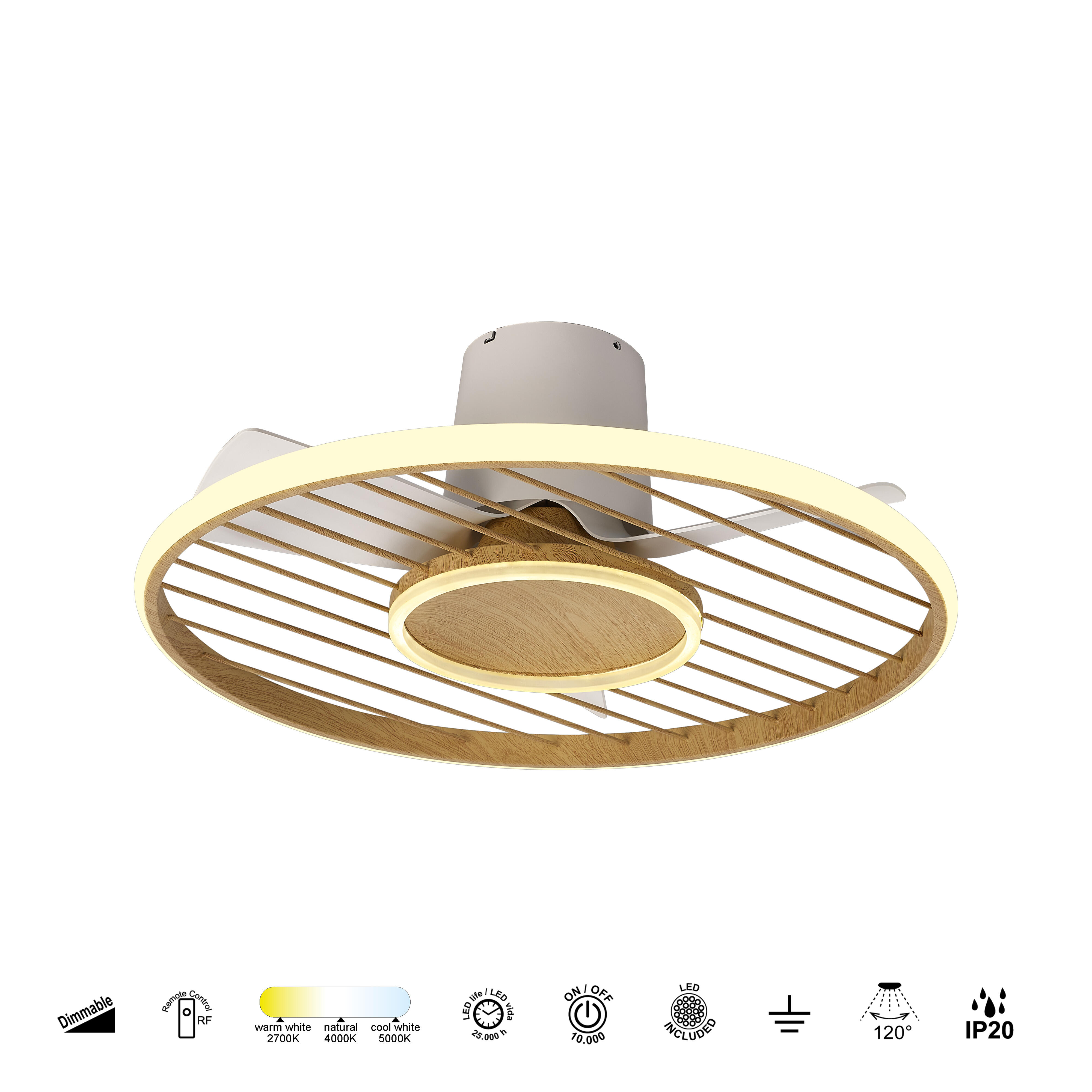 Ventilador de techo con luz sin aspas silencioso DC Mantra Soho marrón 66 cm - 12