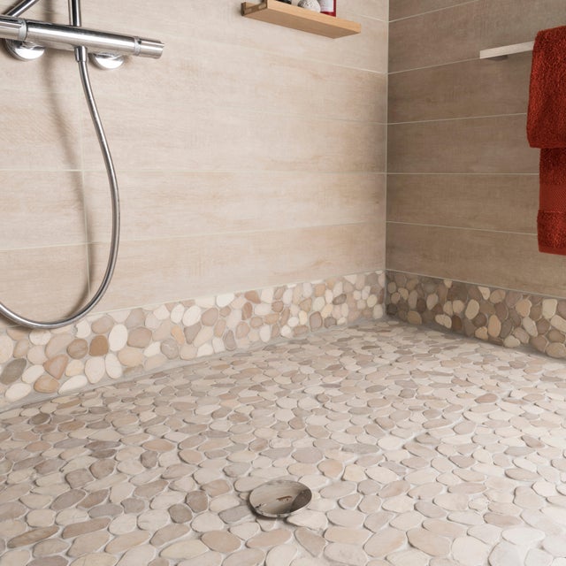 1 plaque de mosaïque Galets pierre effet galet beige 30 x 30 cm