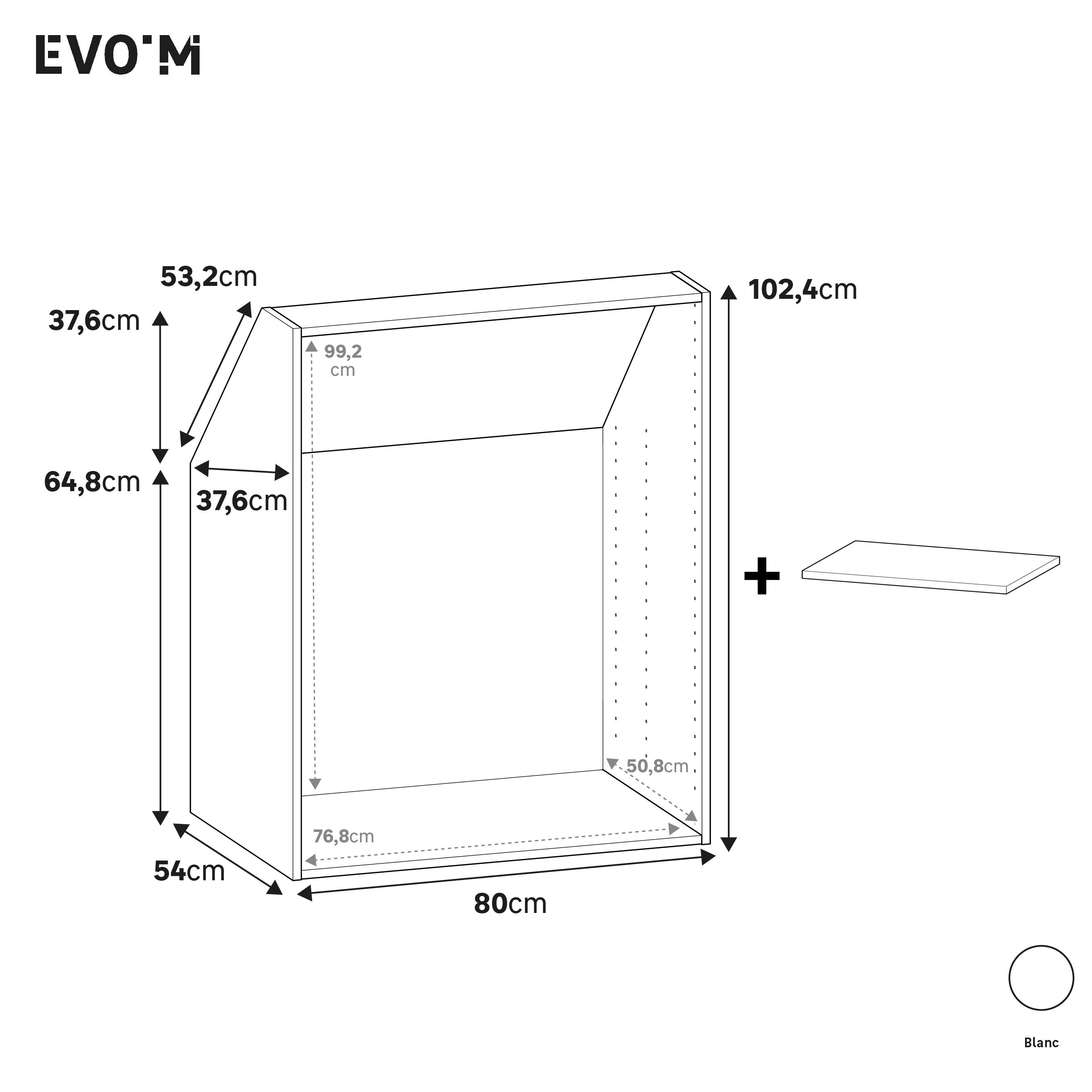 Caisson sous pente SPACEO Evo'M Blanc H.102,4 X L.80 X P.54 cm - 2