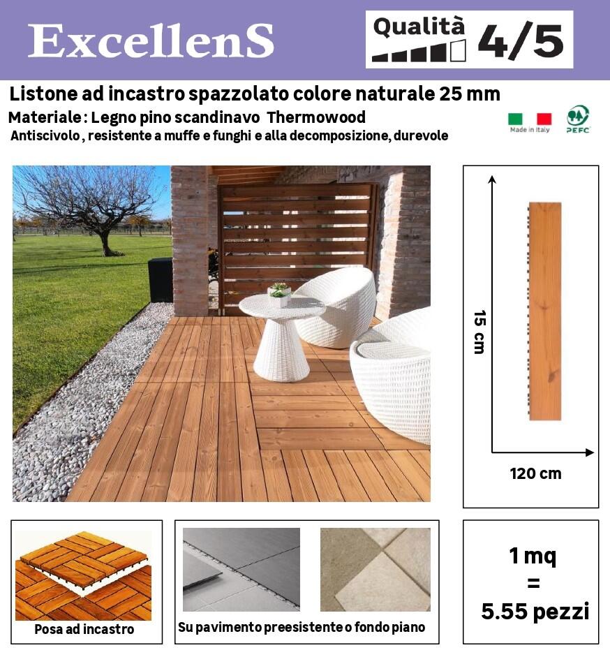 Listone a incastro in legno Thermowood pino L 120 x L 15 cm x Sp. 25 mm - 29