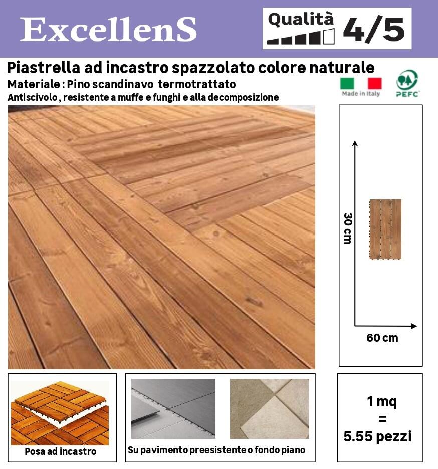 Piastrella d'appoggio da esterno in legno di pino naturale L 60 x L 30 cm x Sp. 25 mm Thermowood - 15