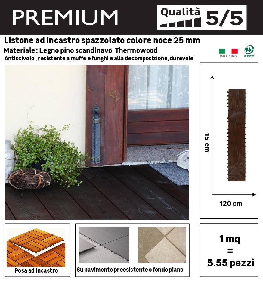 Listone a incastro in legno Smartplank ONEK marrone L 120 x L 15 cm x Sp. 25 mm - 4