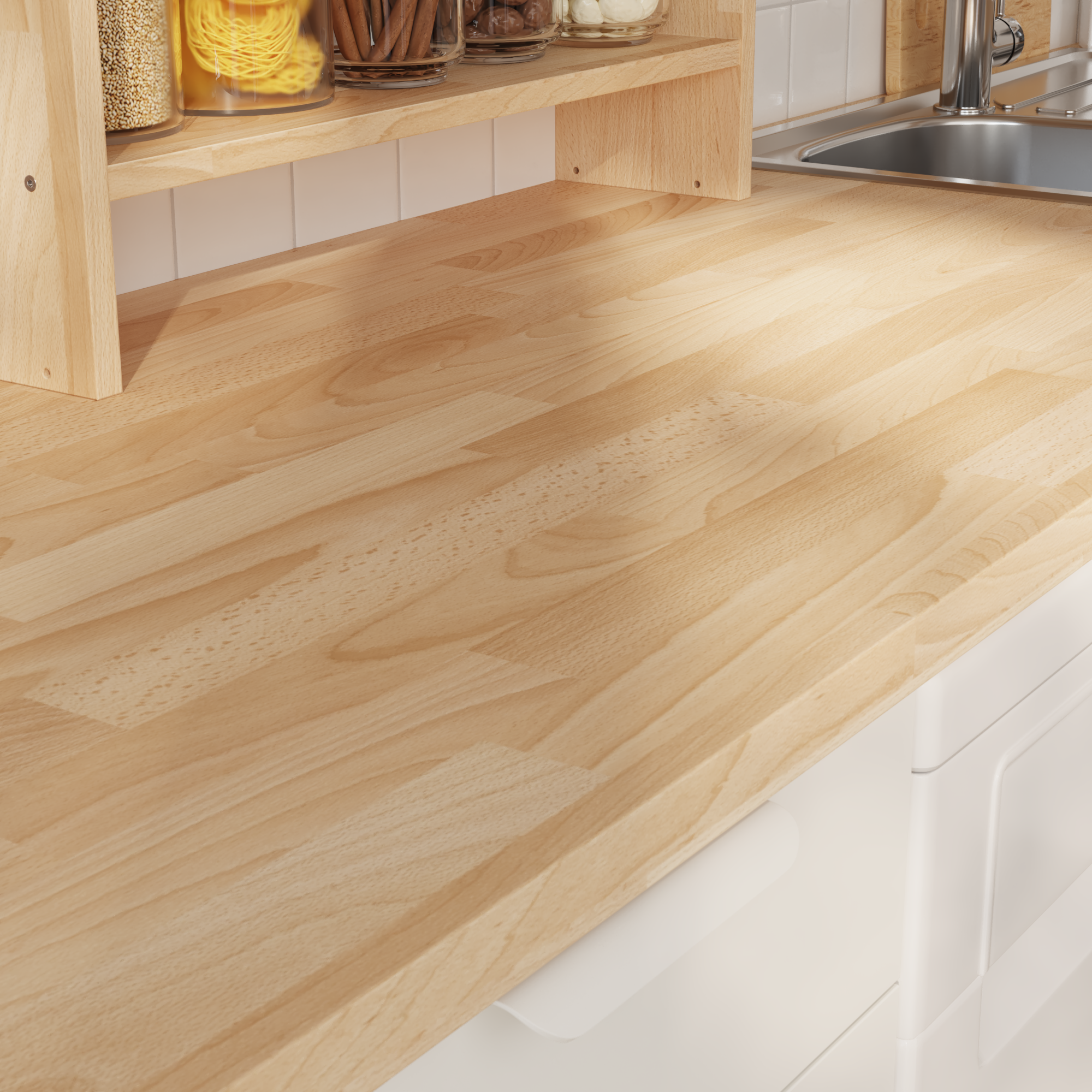 Encimera de cocina laminada Eleki haya 304x62 cm espesor 28mm - 5