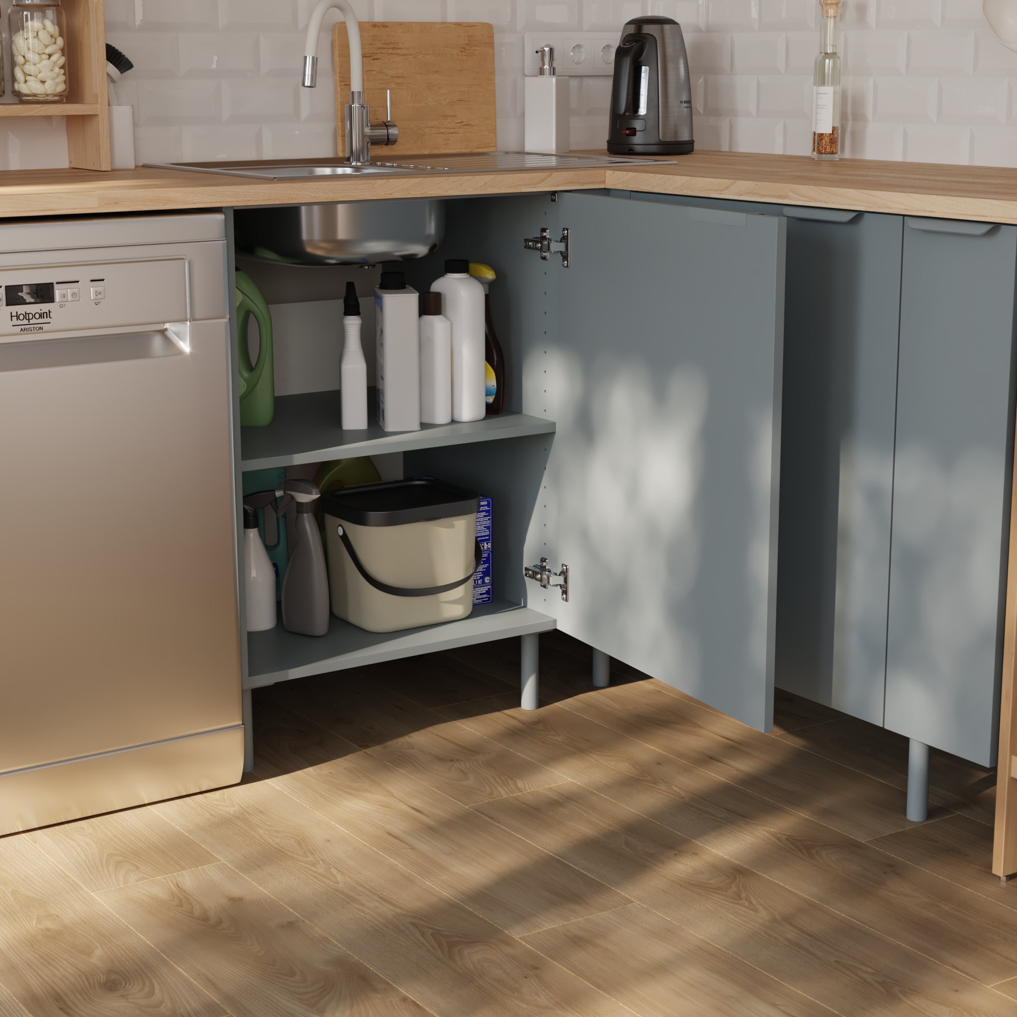 Mueble bajo de cocina Eleki Gris 1 puerta H 87.1 x L 60 cm - 3