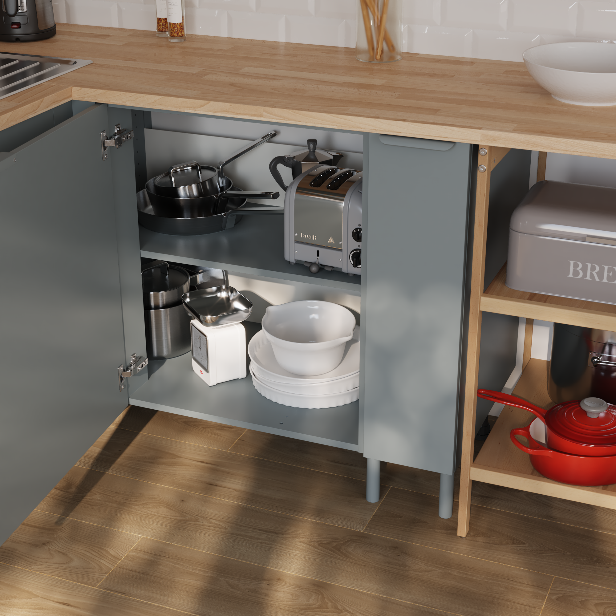 Mueble bajo de rincon de cocina Eleki Gris 1 puerta H 87.1 x L 60 cm - 5