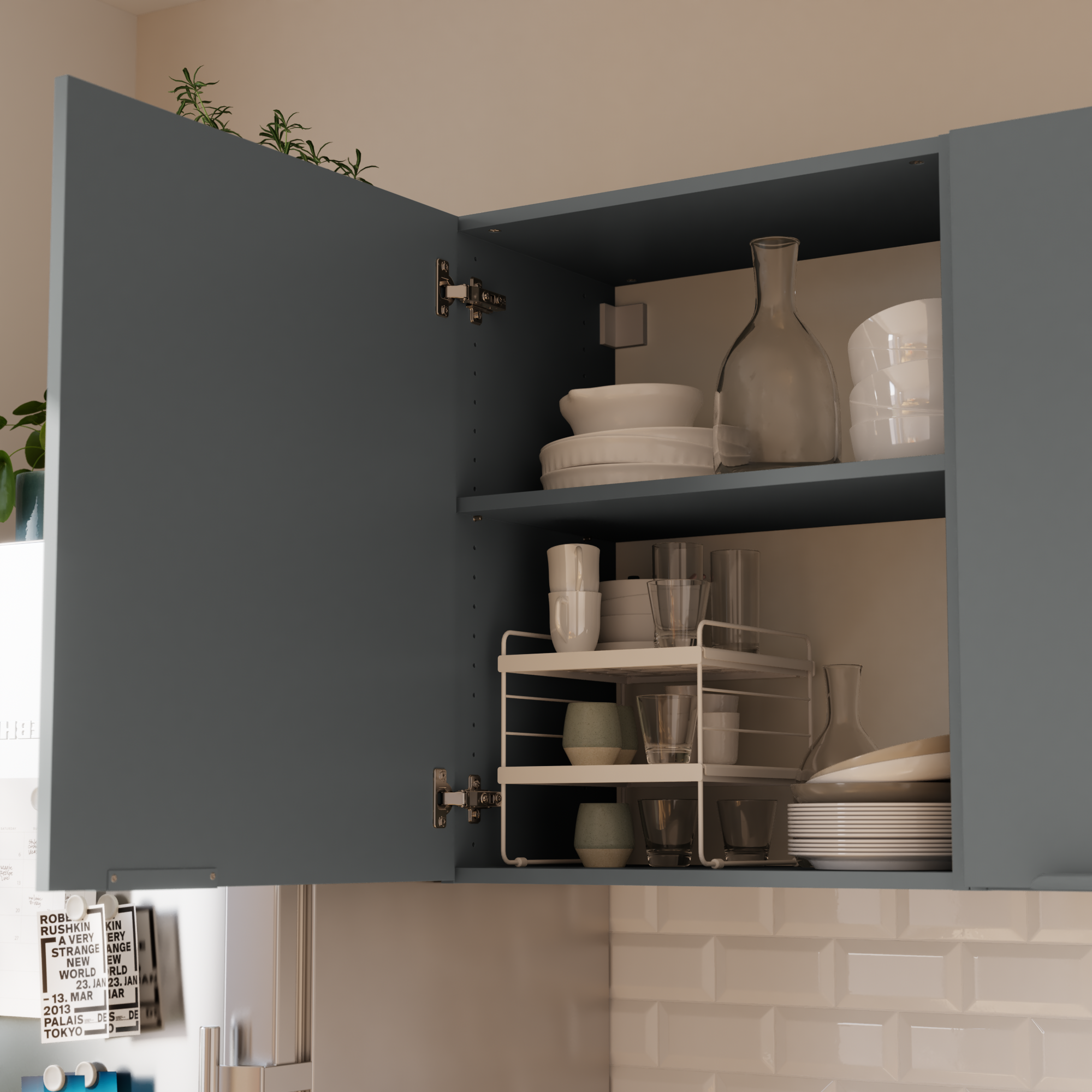 Meuble haut de cuisine Eleki gris 1 porte H72.1 x l60 - 3