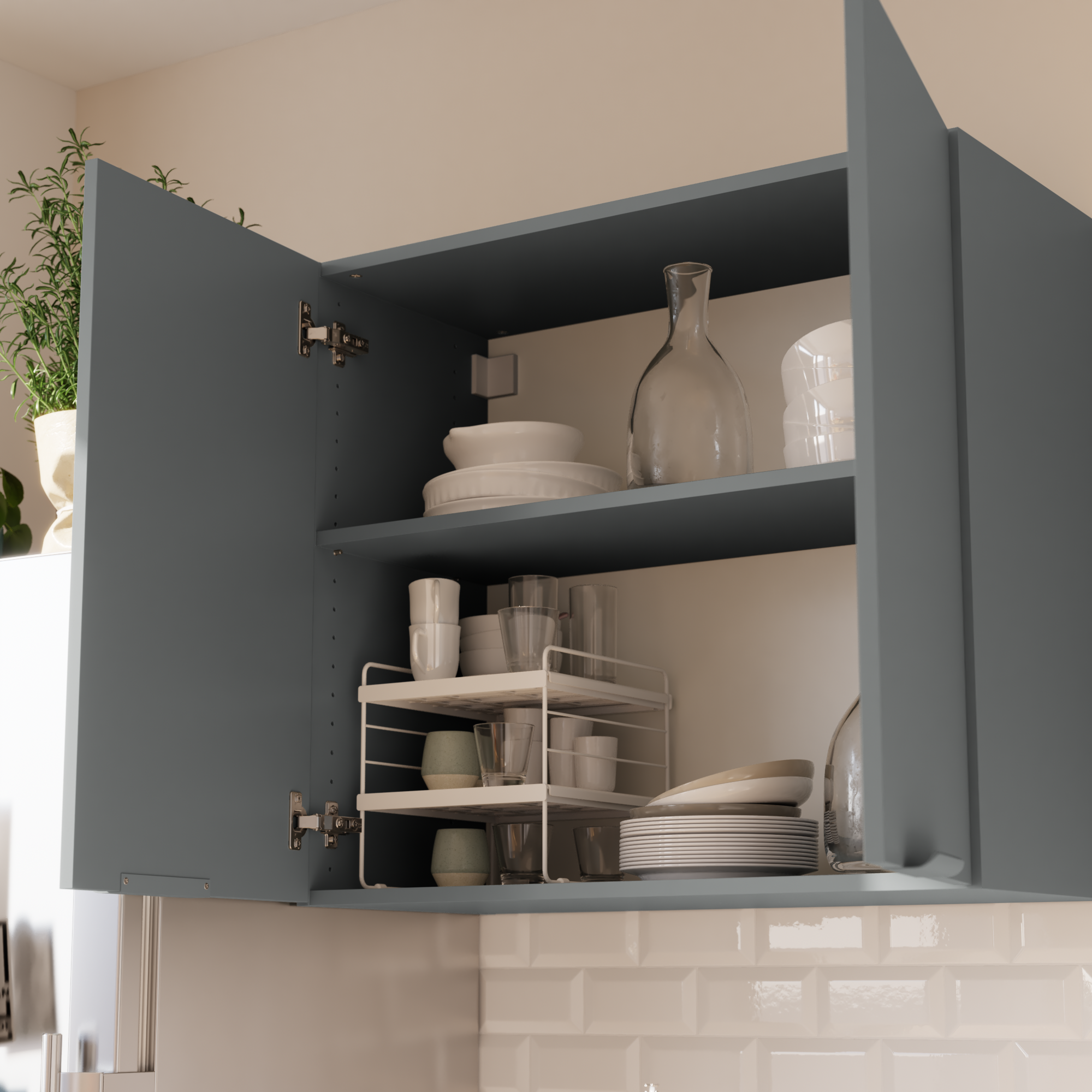 Meuble haut de cuisine Eleki gris 2 portes H72.1 x l80 - 5