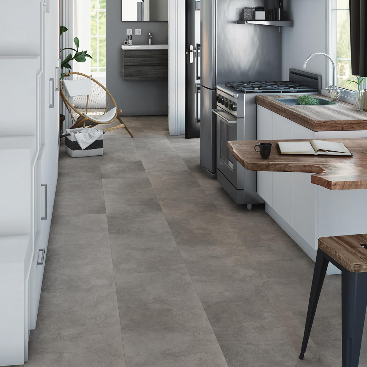 SPC da incollare per pavimento e rivestimento Mid marrone medio Sp 3 mm CERAMIN 3.7 m² - 10