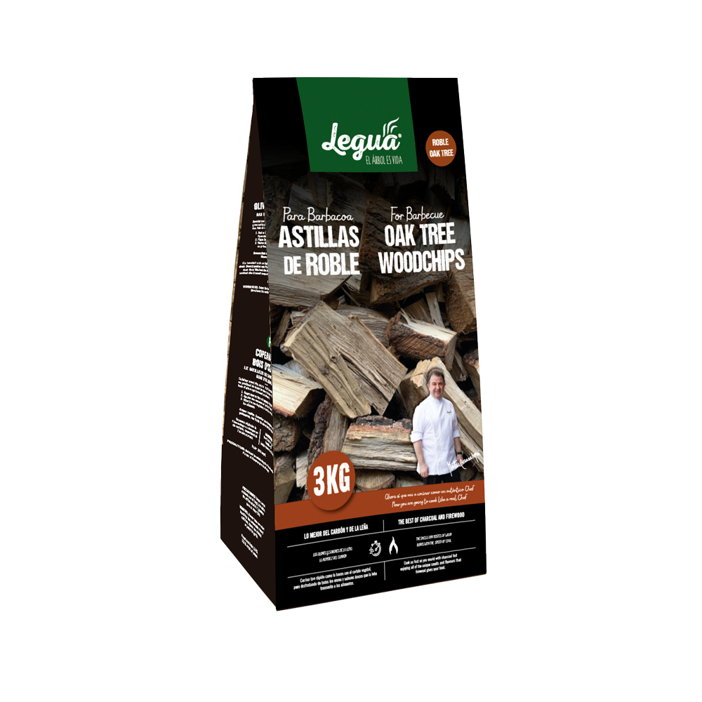 astillas de roble para ahumar