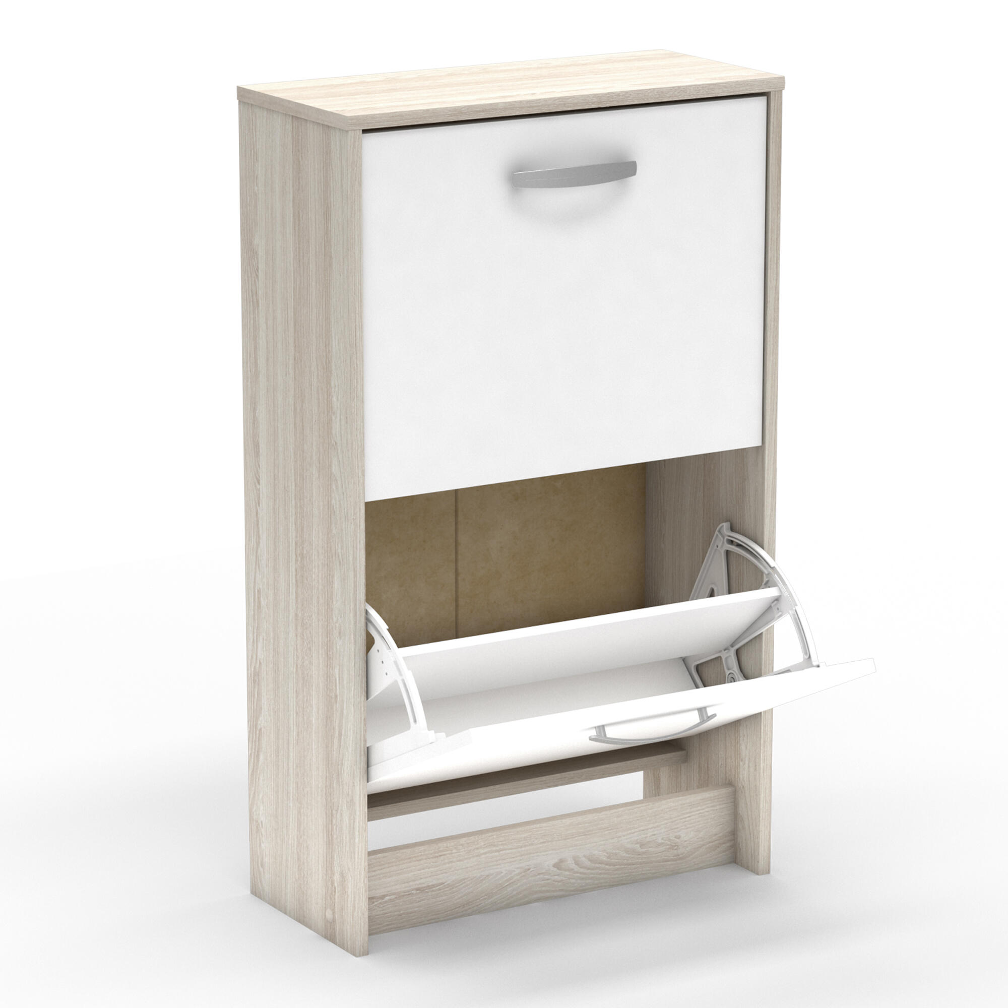 Zapatero Nano con 3 compartimentos para 8 pares en melamina color blanco 53.9x90.6x24.4 cm - 3