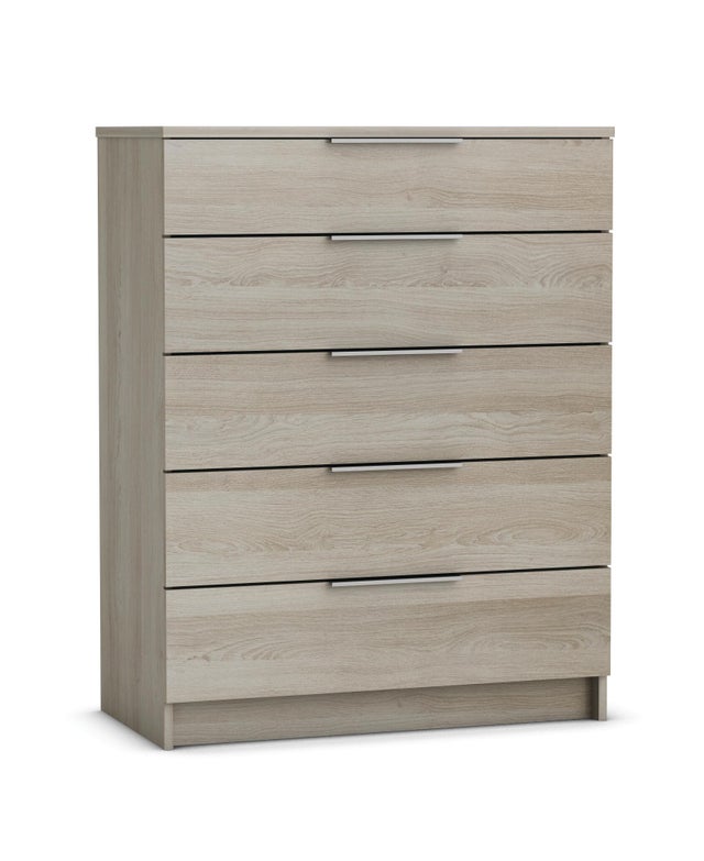 Cómoda Space 5 cajones 80x42x102cm roble