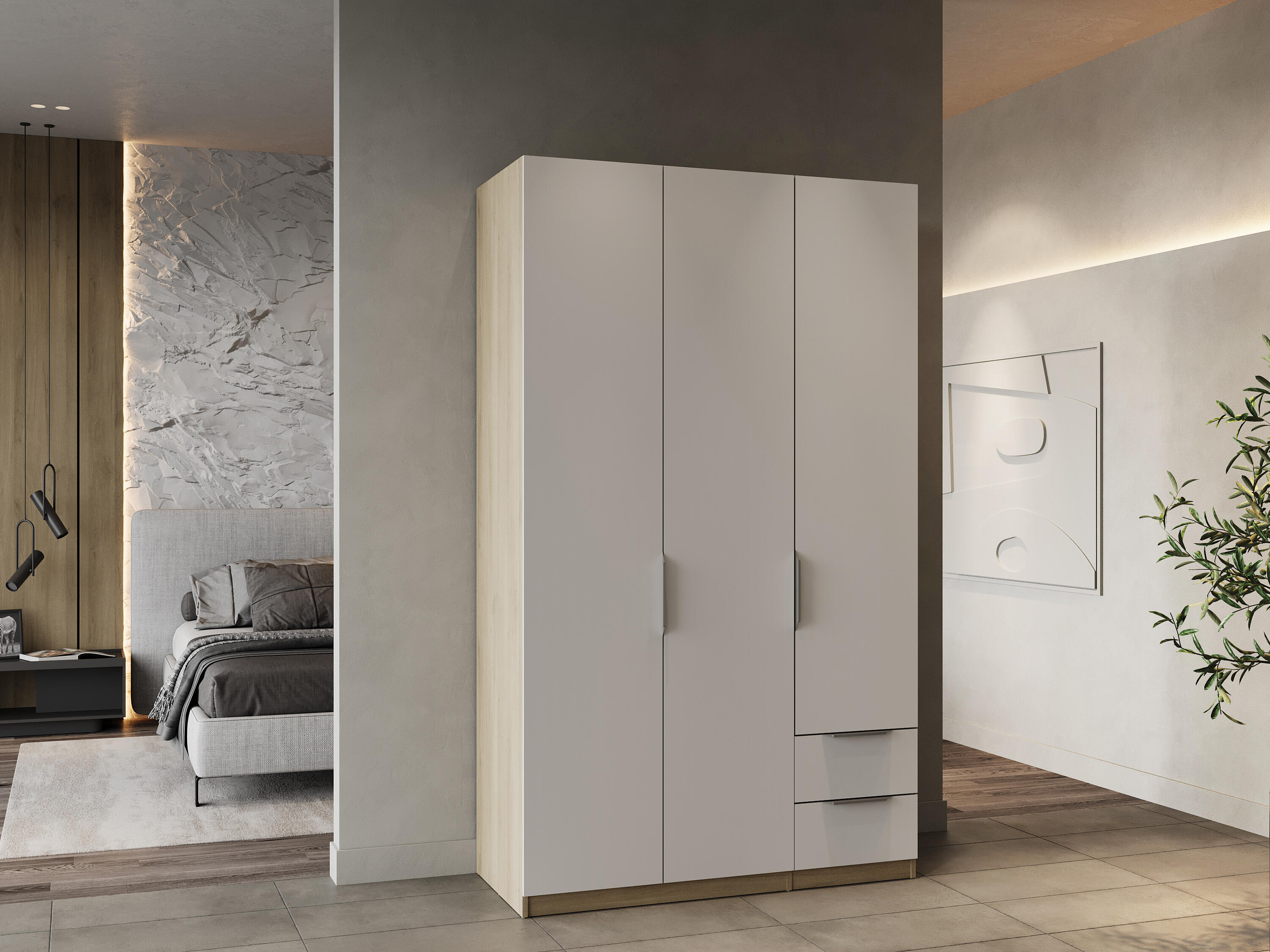 Armario puerta abatible Space 119.4x203x51.1cm blanco - 2