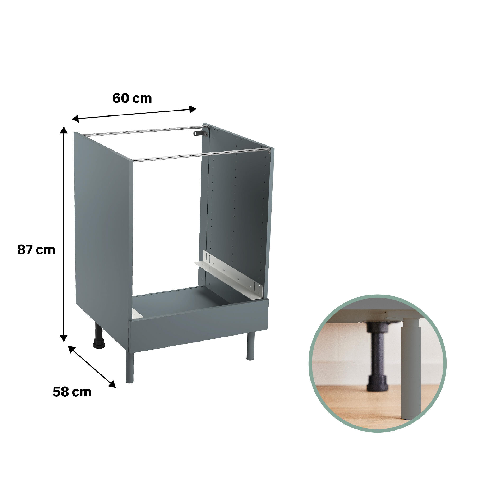 Mueble bajo horno de cocina Eleki gris H 87.1 x L 60 cm - 2