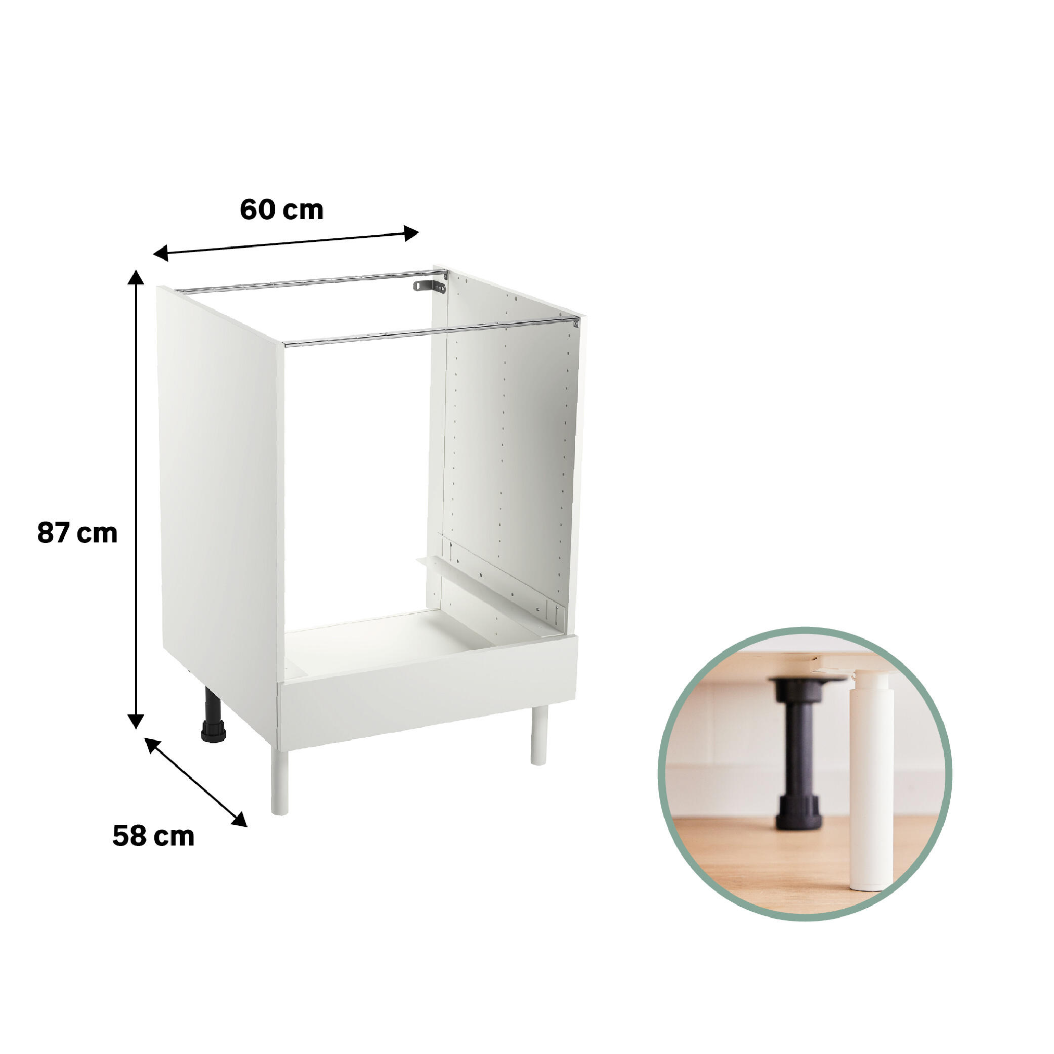 Meuble bas de cuisine Eleki blanc four H87.1 x l60 - 4