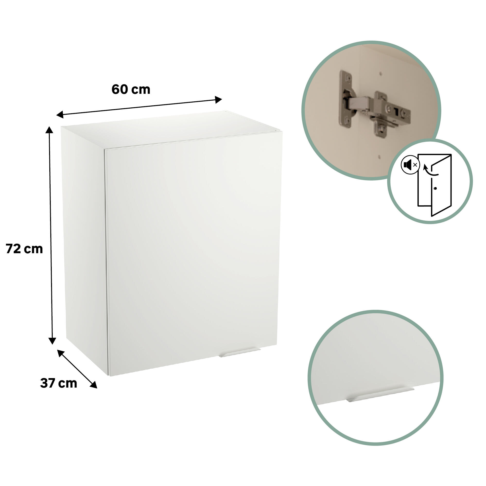 Mueble alto de cocina Eleki Blanco 1 puerta H 72.1 x L 60 cm - 2