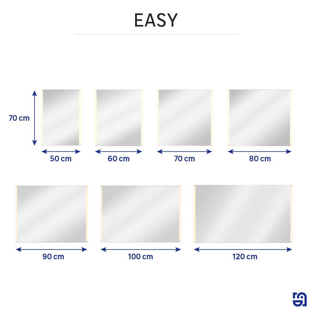 Espelho 80x70 cm iluminação led prateado Sensea Easy - 10