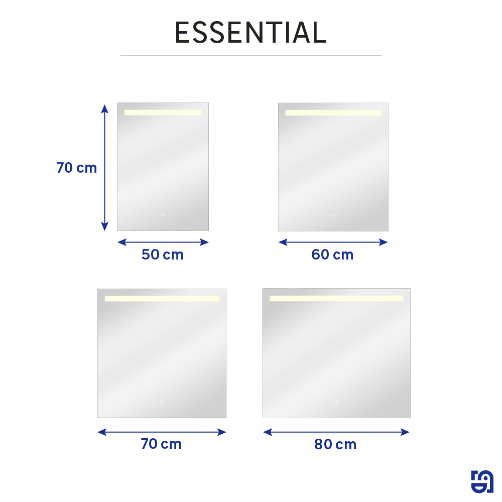Specchio con illuminazione integrata bagno rettangolare Essential SENSEA L 50 x H 70 x P 3 cm grigio / argento - 5