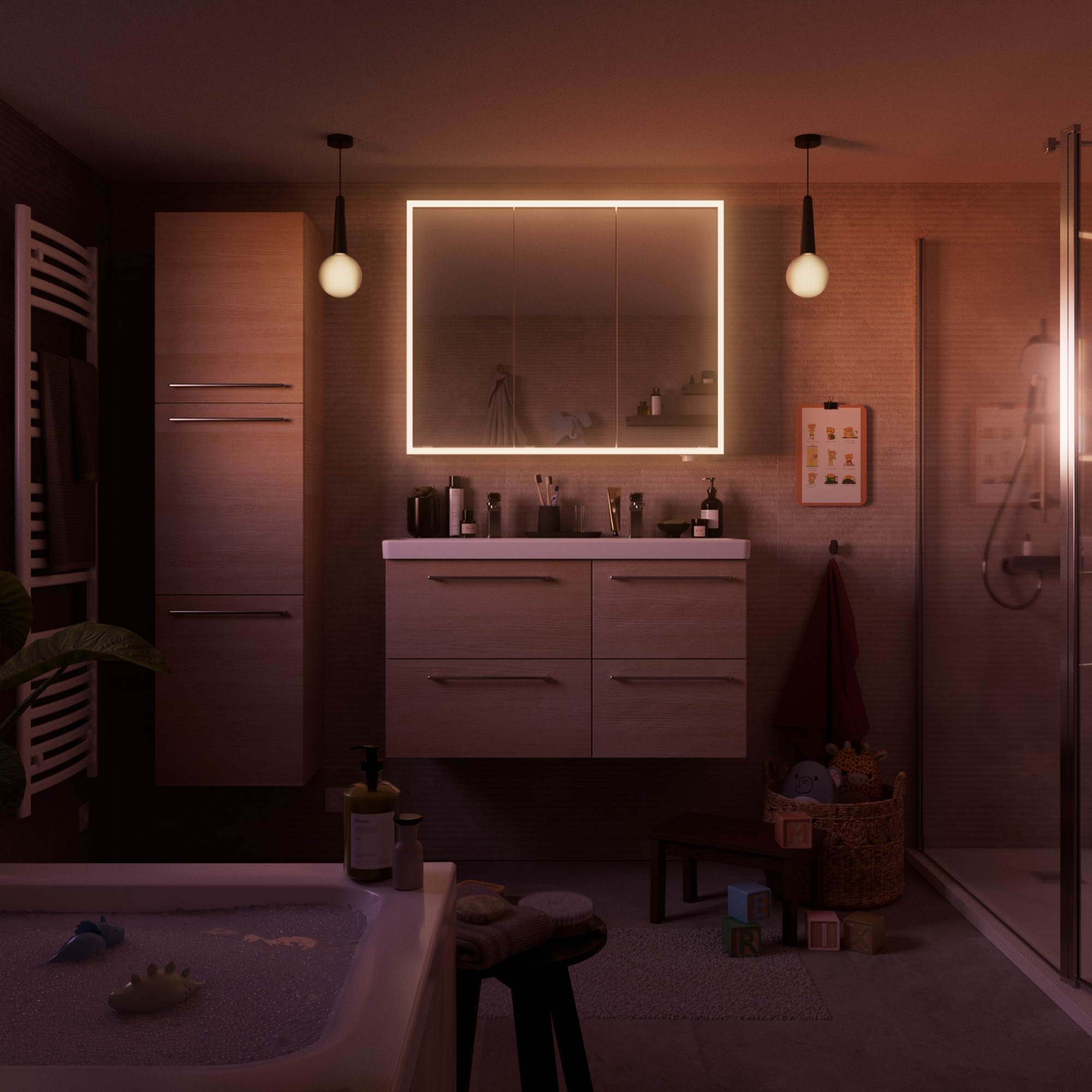 Armoire  l. 100 cm H. 80 cm P. 16.9 cm, blanc Remix, variateur lum et couleur - 5