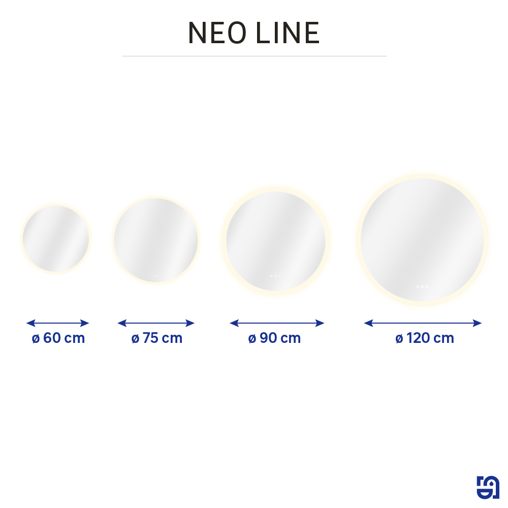 Miroir lumineux rond Diam.75 cm Neo line, anti-buée, variateur int et couleur - 8