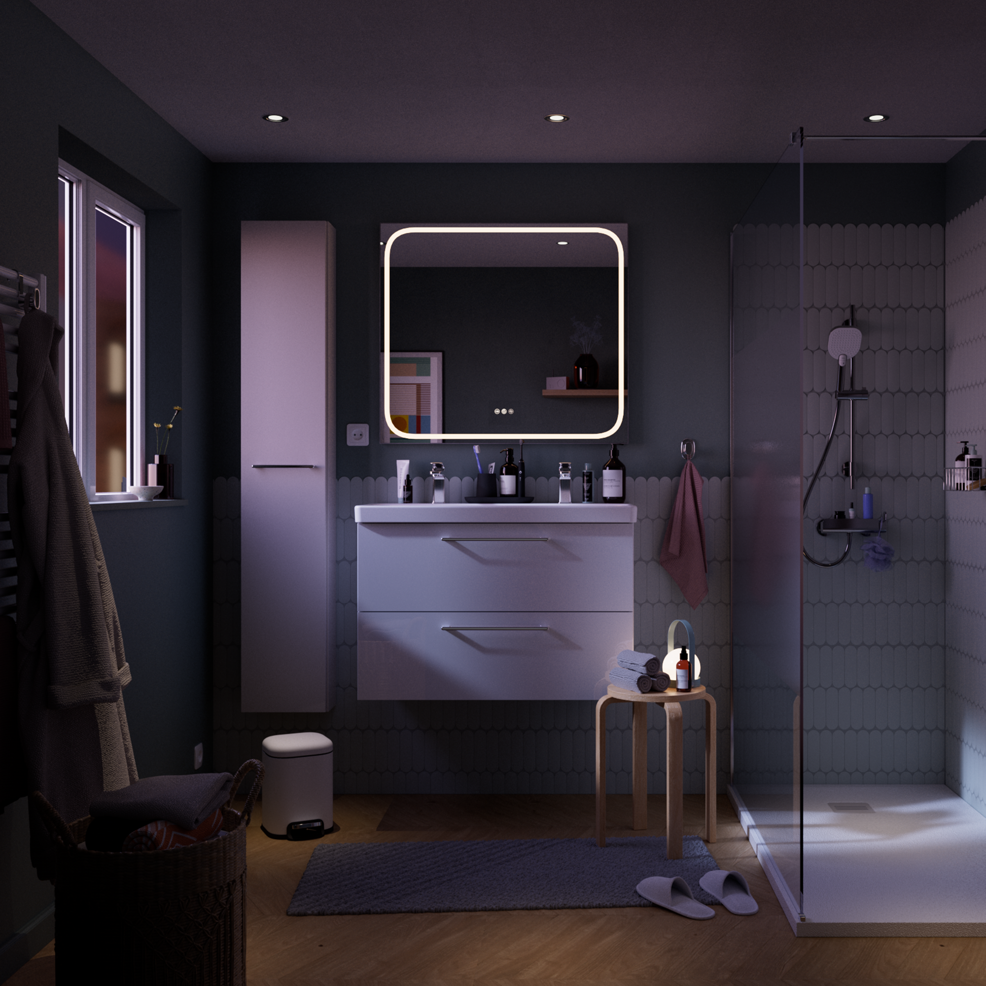 Miroir lumineux rectangulaire gris l.90 x H.80 cm Remix - 3