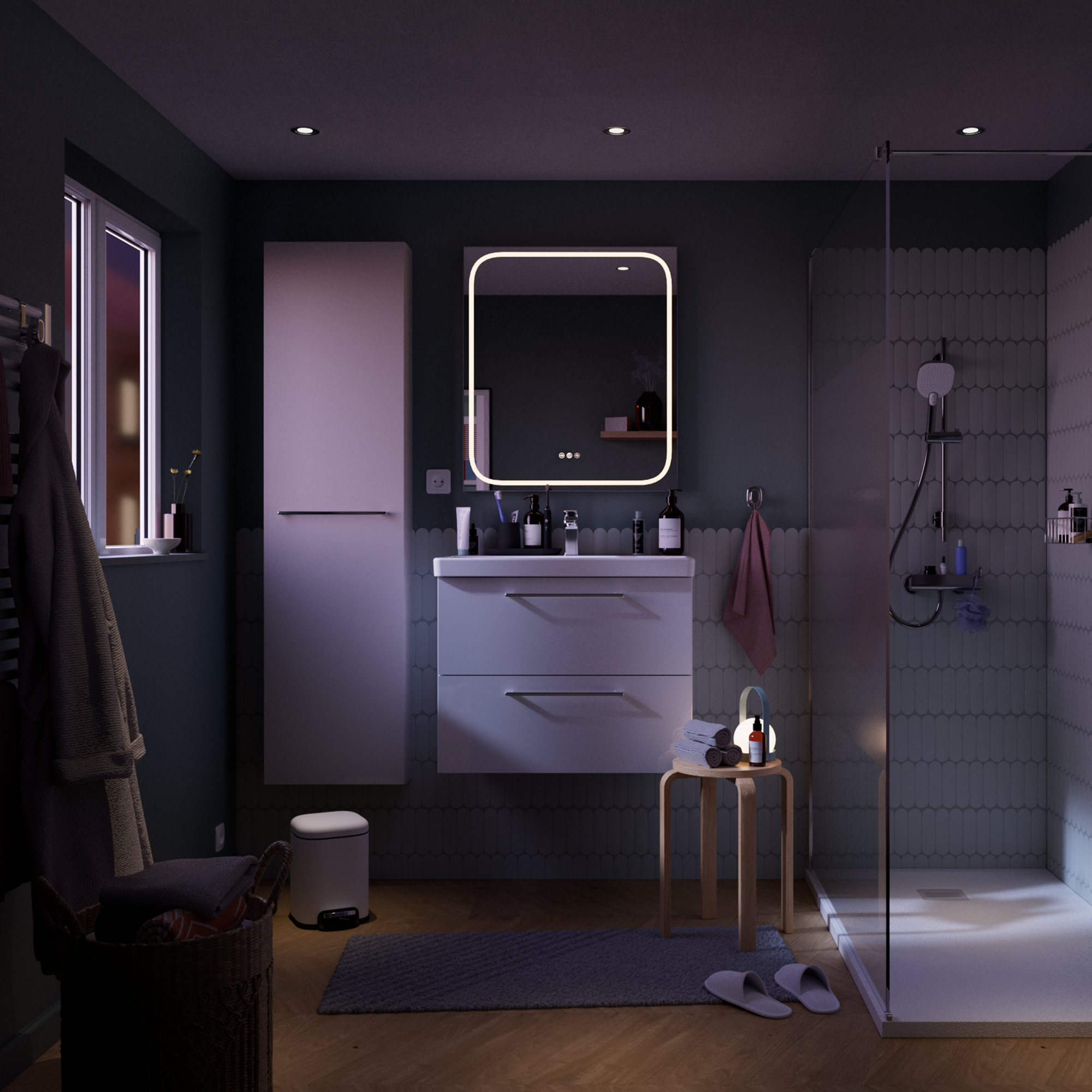 Specchio Remix con illuminazione integrata bagno rettangolare SENSEA L 70 x H 80 x P 3 cm grigio - 4