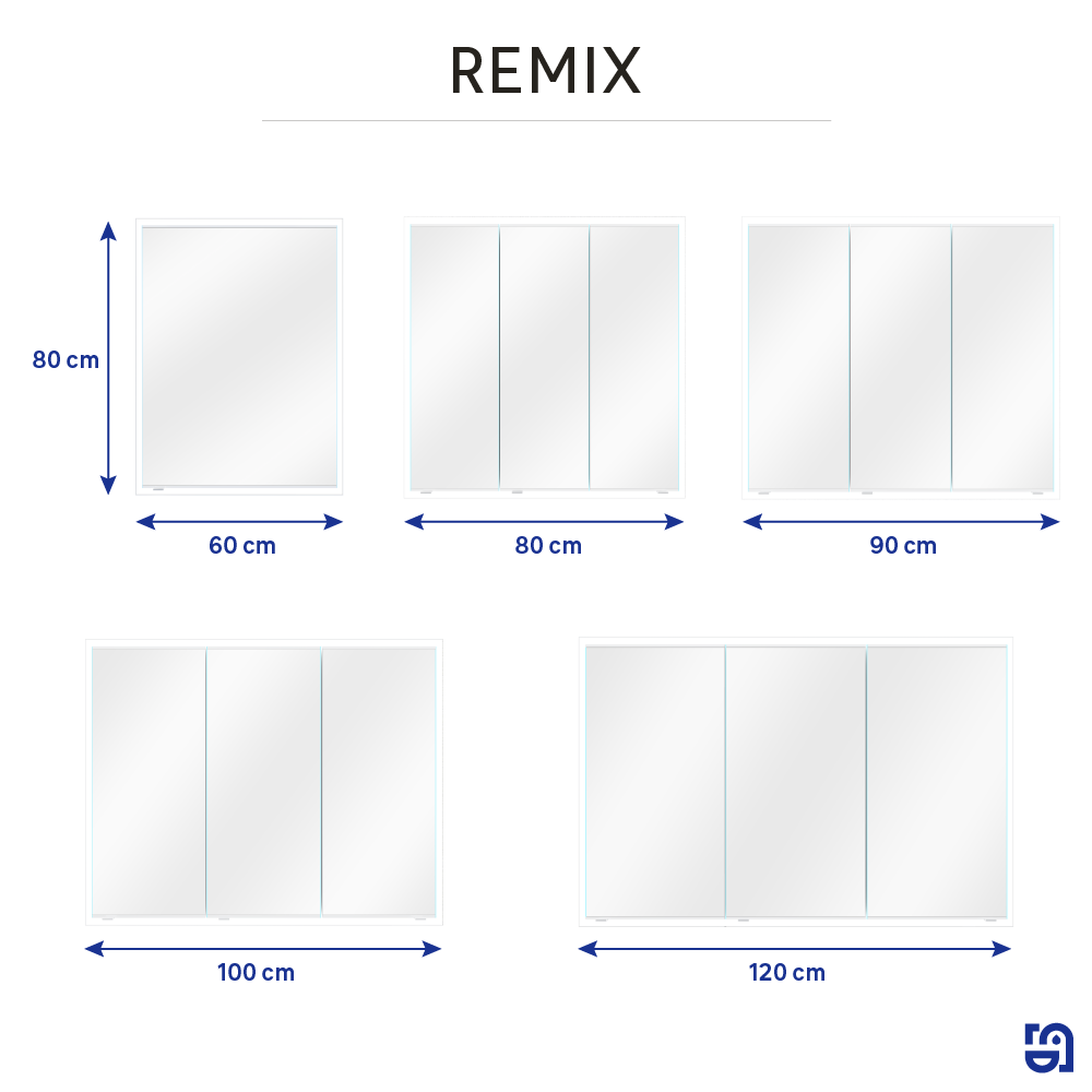 Armoire led 1p de toilette lumineuse l. 60 cm H. 80 cm P. 16.9 cm, chromé Remix - 7