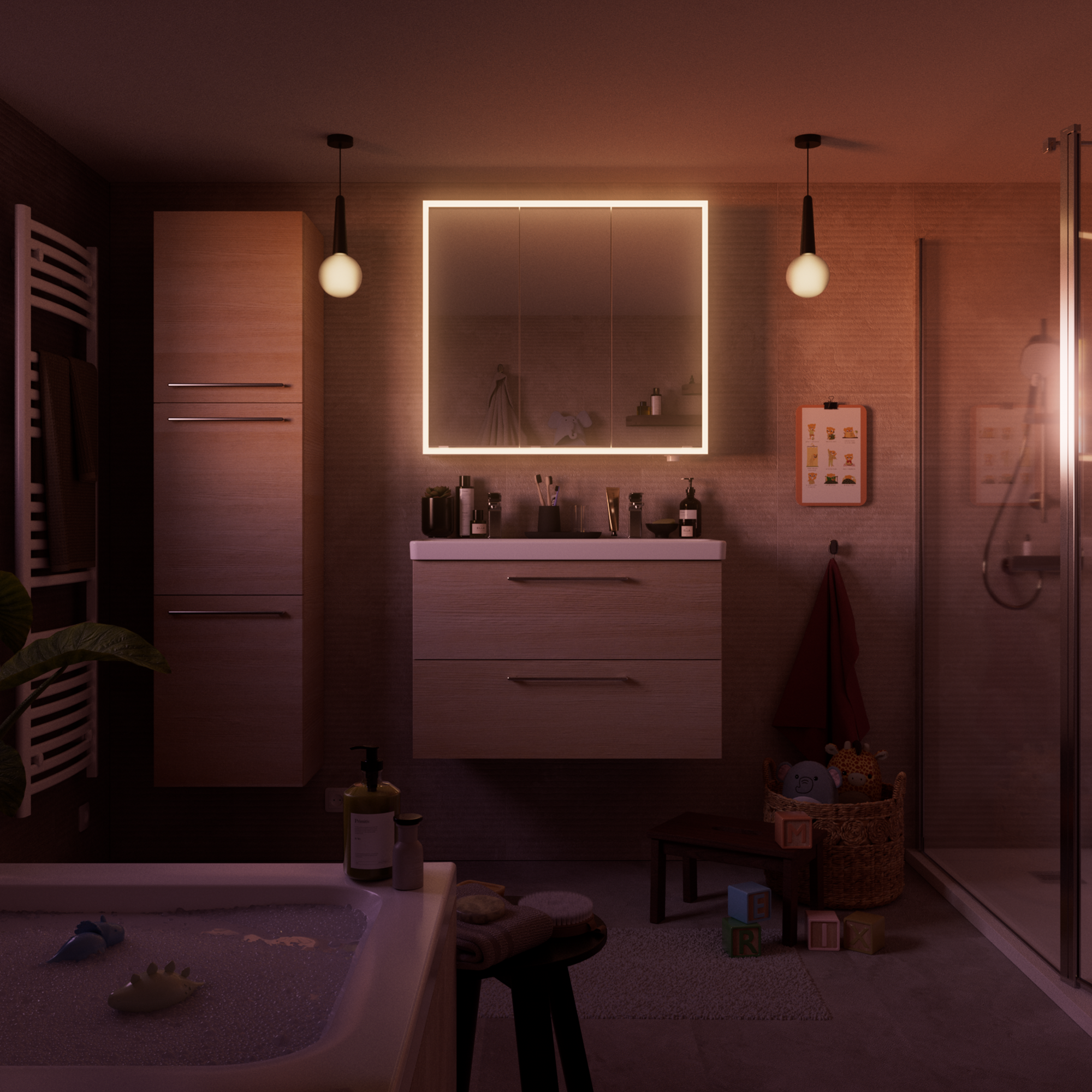 Armoire led 3p de toilette lumineuse l. 90 cm H. 80 cm P. 16.9 cm, chromé Remix - 4