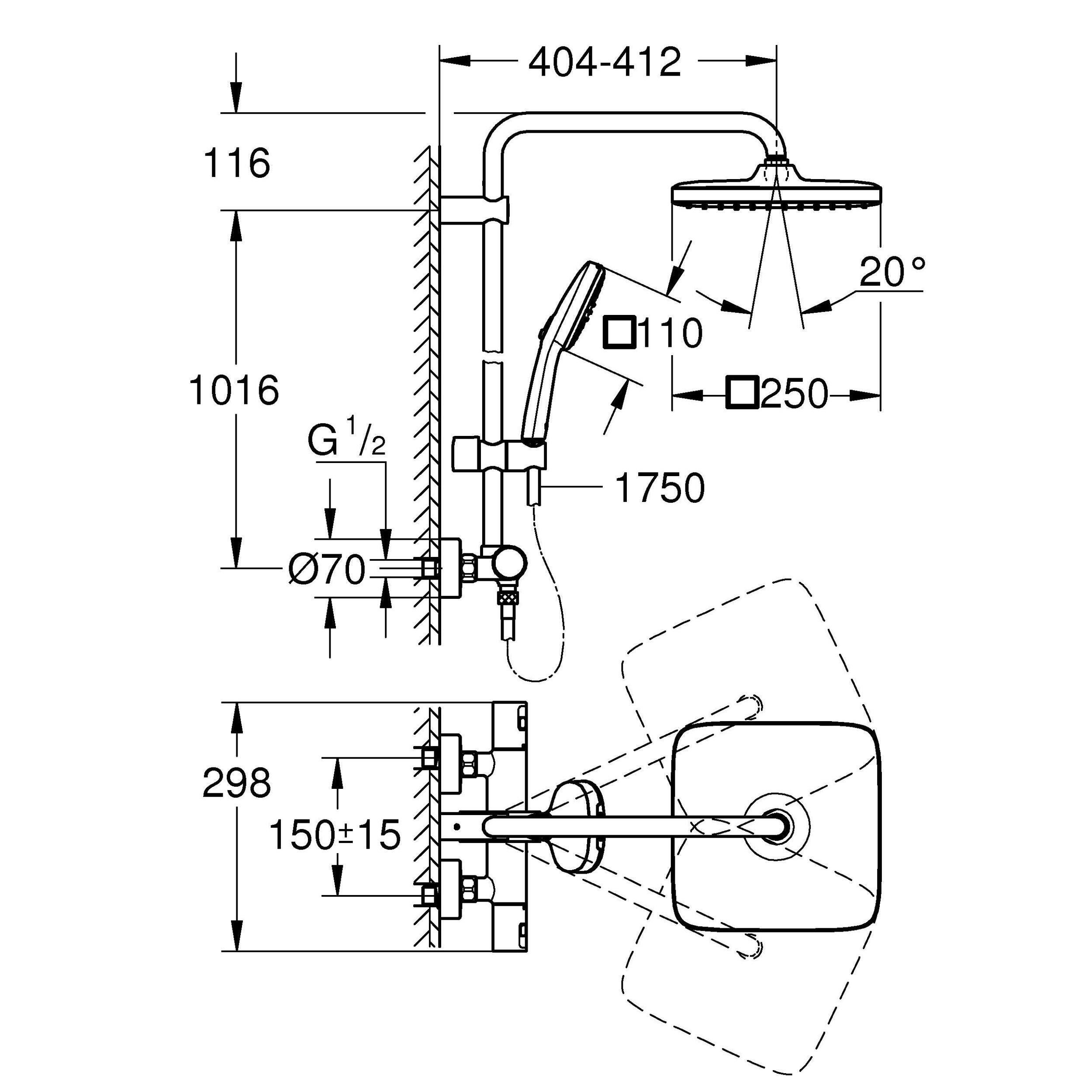 Kolumna prysznicowa z baterią  GROHE - 14