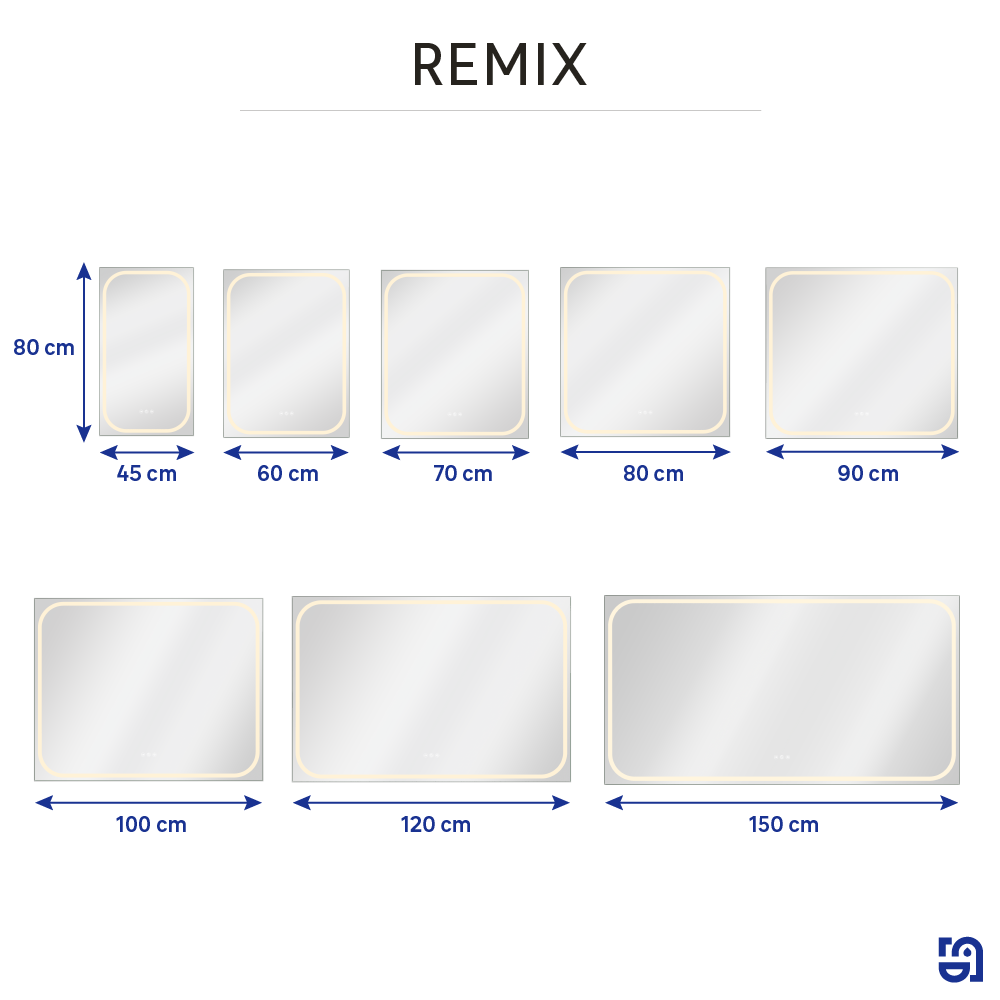 Espejo de baño con luz LED maquillaje,  Remix negro con antivaho, táctil 60x80cm - 8